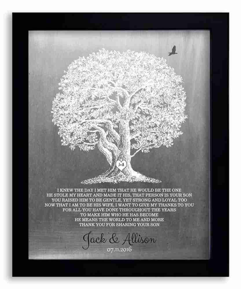 8x10 Framed Art Print - Vintage Oak Tree Landscape with Faux Aged Tin Background - Solid Wood Frame & Gift Wrapping - Perfect Thank You Gift for Weddings, Anniversaries & Home Decor (LTC-P1406)