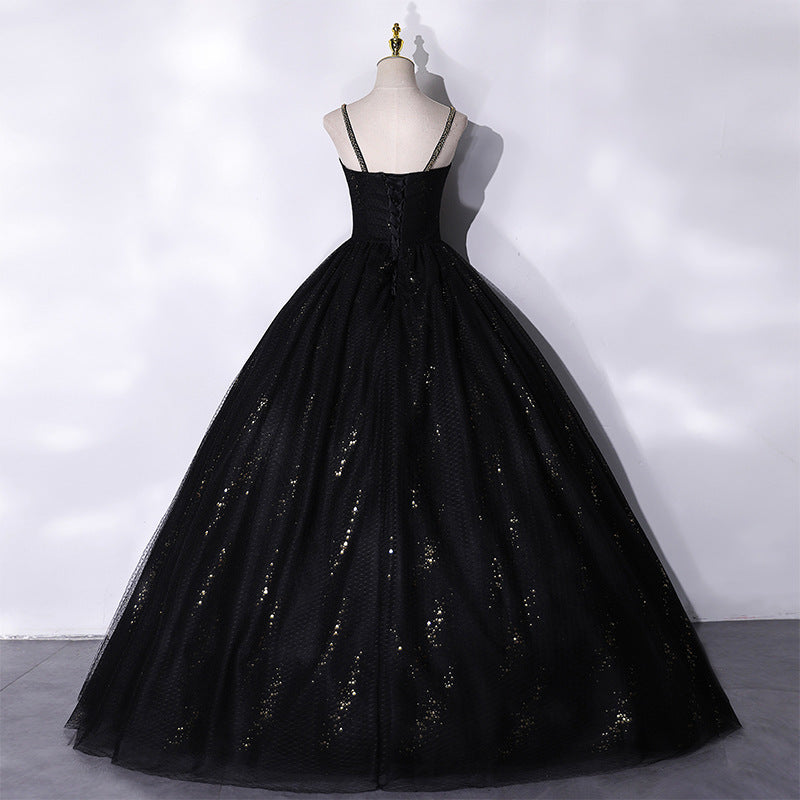 Elegant A-Line Black Formal Dress for Women - Princess Birthday Party Gown 2049 | Perfect for Prom, Evening Events & Special Occasions