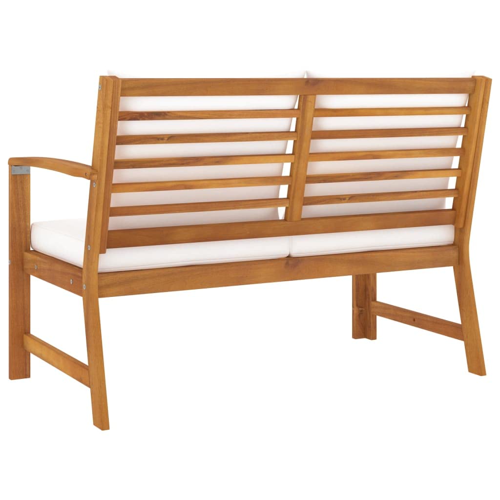 vidaXL Patio Bench Set - Modular Sectional Sofa with Cushions & Coffee Table, Solid Acacia Wood Outdoor Furniture for Garden, Backyard, Deck - Rustic Style Lounge Seating for Relaxing & Entertaining