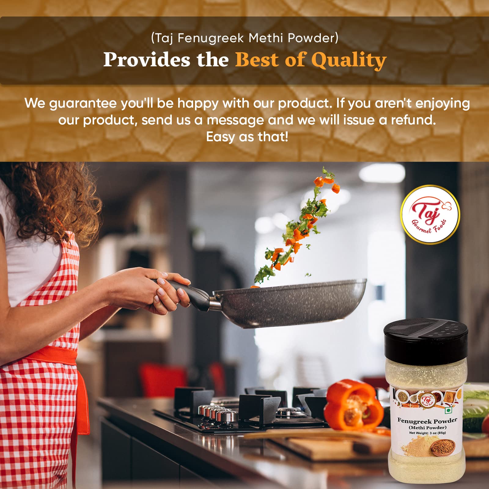 TAJ Premium Indian Methi Powder (Fenugreek Powder) - 14 Ounce | 100% Natural Spice for Cooking, Ayurvedic Remedies & Hair Care | Perfect for Curries, Teas & DIY Beauty Treatments