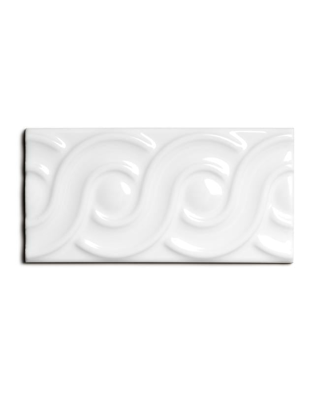 Kakel Victoria Decorative Edge List with Loops 7.5 x 15 cm White Glossy - Perfect for Kitchen Backsplash & Bathroom Tile Decor