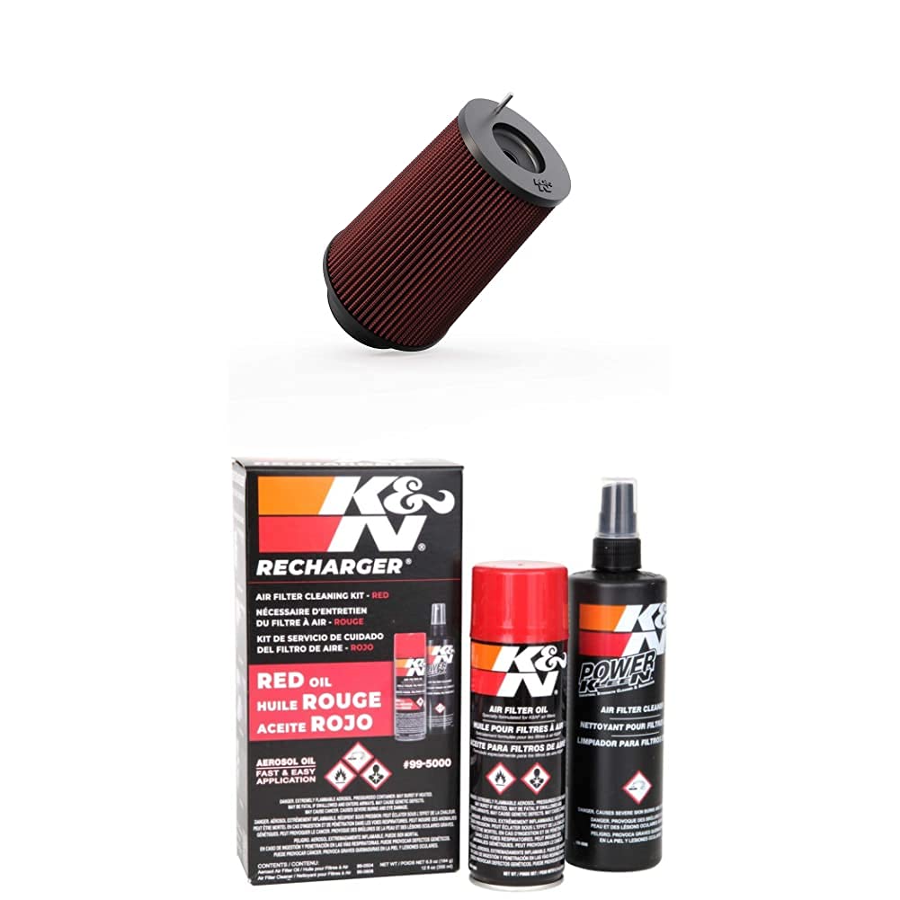 K&N RC-4780 Universal High Performance Air Filter - 4 Inch Flange, 9.5 Inch Height, Round Tapered Shape - Premium Replacement for Cars, Trucks & Motorcycles - Improves Engine Performance & Airflow