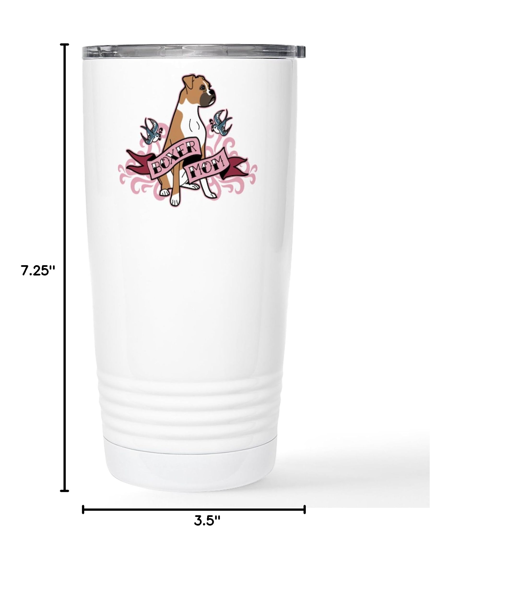 Boxer Mom Tattoo 20oz Stainless Steel Travel Mug - Insulated Coffee Tumbler for Hot & Cold Drinks - Perfect for Gym, Work, Travel & Outdoor Activities