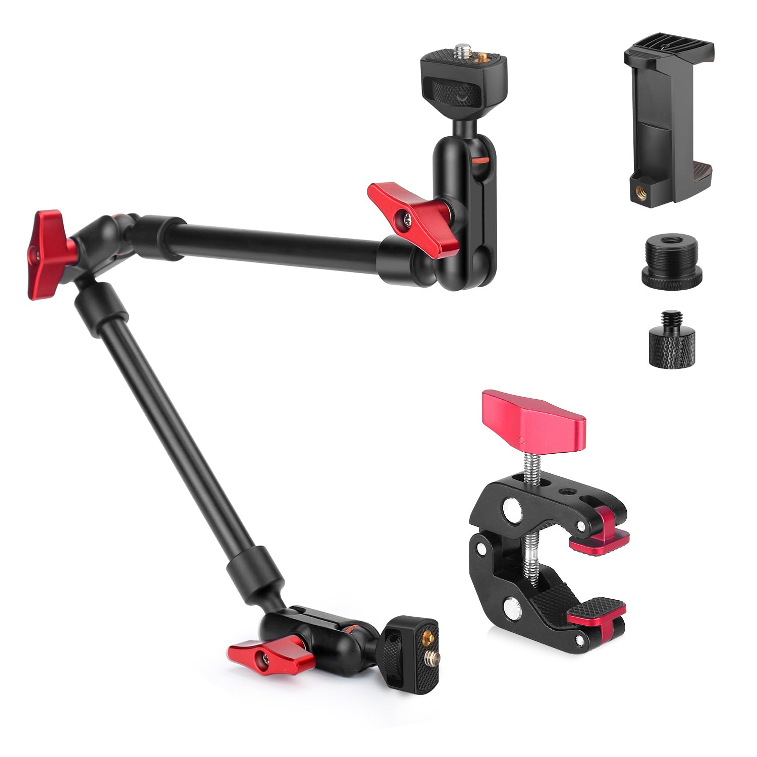 Hemmotop 22-inch Adjustable Magic Arm with Heavy Duty Clamp - 360° Rotating Articulating Camera Mount for DSLR, Phone, Microphone & LED Lights - Perfect for Vlogging, Live Streaming & Studio Photography (Desk/Table/Tripod Compatible)