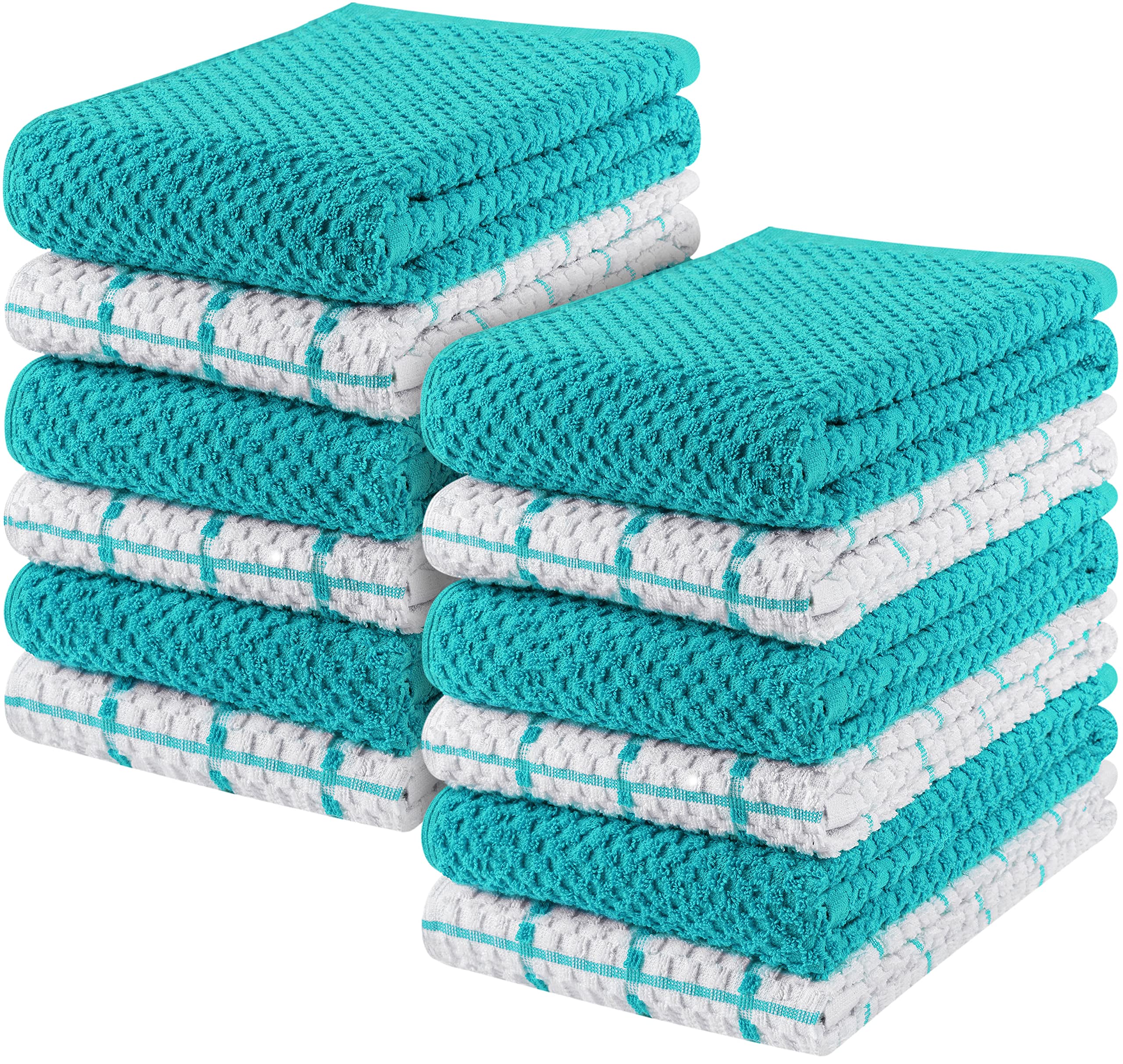 Utopia Towels - 12-Pack Premium Kitchen Towels (15x25 Inches) | 100% Ring Spun Cotton, Super Soft & Absorbent | Dobby Weave Dish Towels, Tea Towels & Bar Towels | Perfect for Cooking, Cleaning & Hosting (Aqua)