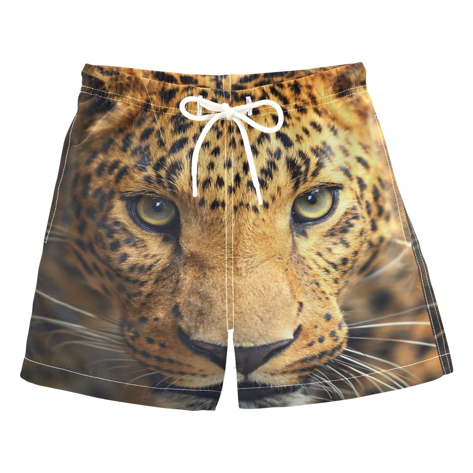 AMICHIC Boys Leopard Print Swim Trunks - Quick Dry Swim Board Shorts for Toddler Kids Teens 2T-8 - Perfect for Beach, Pool, and Summer Water Activities