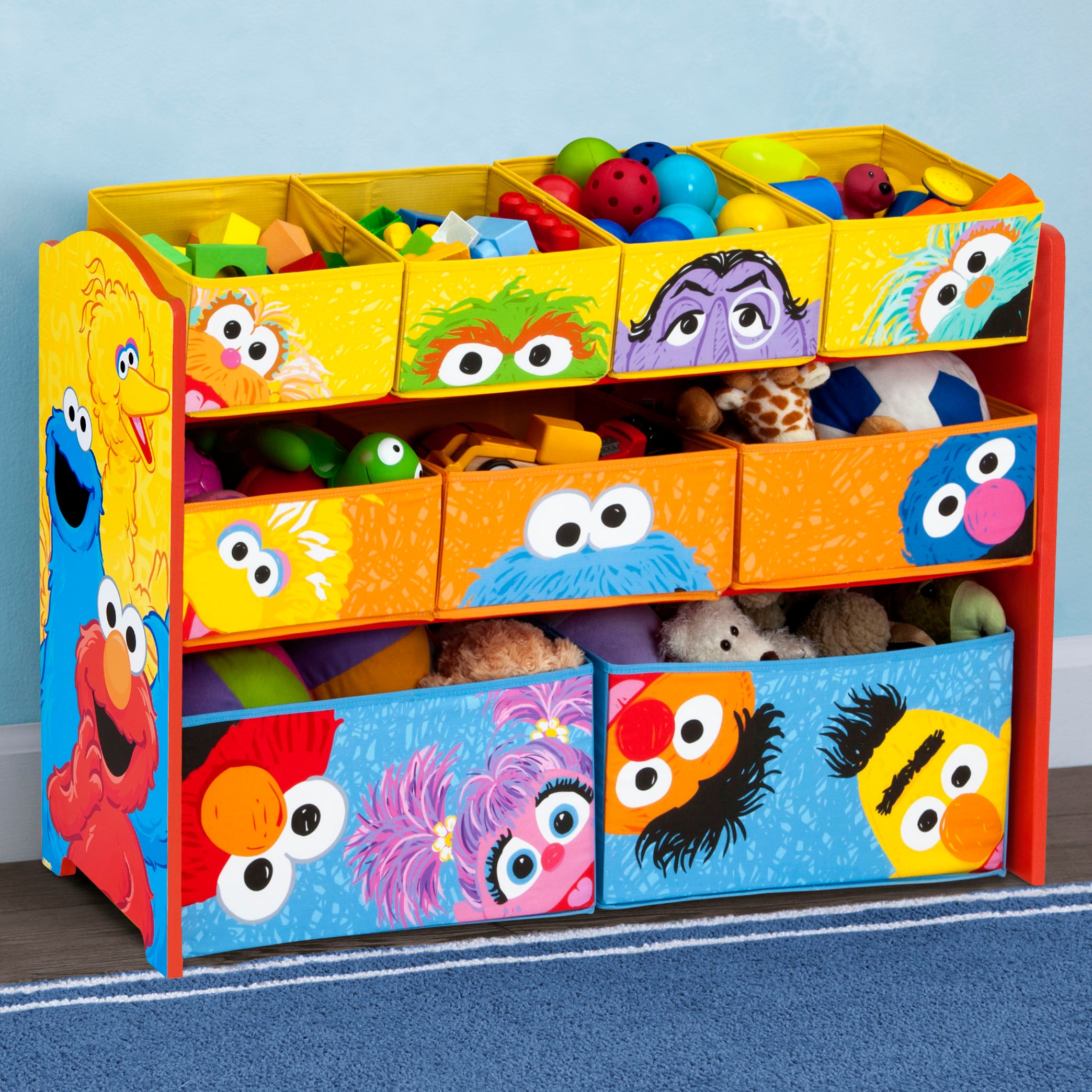 Sesame Street Deluxe Multi Bin Toy Organizer - Kids Room Storage Solution for Toys, Books & Crafts - Perfect for Playrooms, Daycares & Preschools