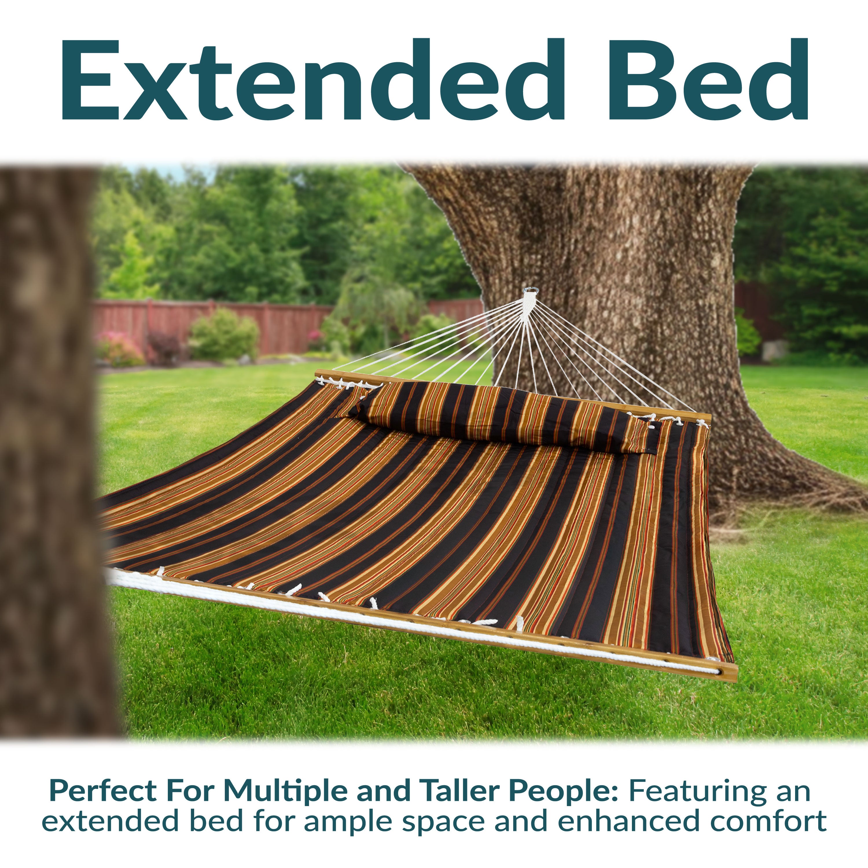 Sunnydaze 2 Person Extra Large Quilted Outdoor Hammock - 77.5