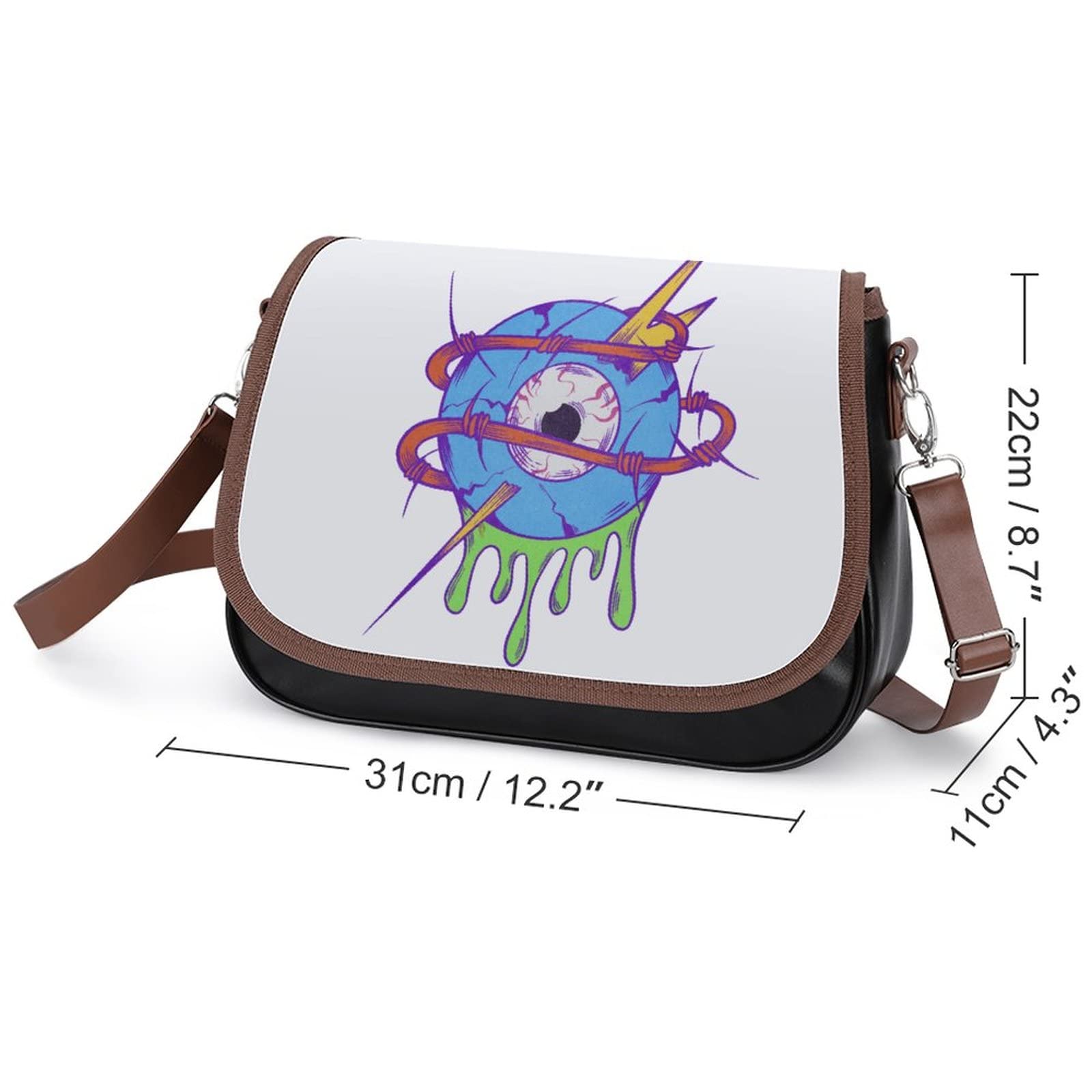 Stylish Medium Crossbody Bags for Women - Printed Shoulder Messenger Bag & Designer Satchel - Halloween Blue Eyeball Pattern - Perfect for Daily Use, Travel & Halloween Costumes