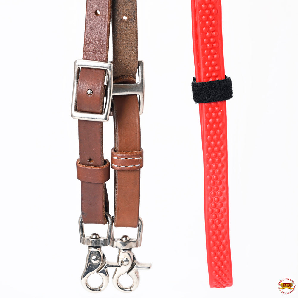 8 Ft Hilason Western Leather Horse Reins with Rubber Grip - Durable Barrel Racing Split Reins for Training & Competition (Perfect for Rodeo, Trail Riding & Equestrian Sports)
