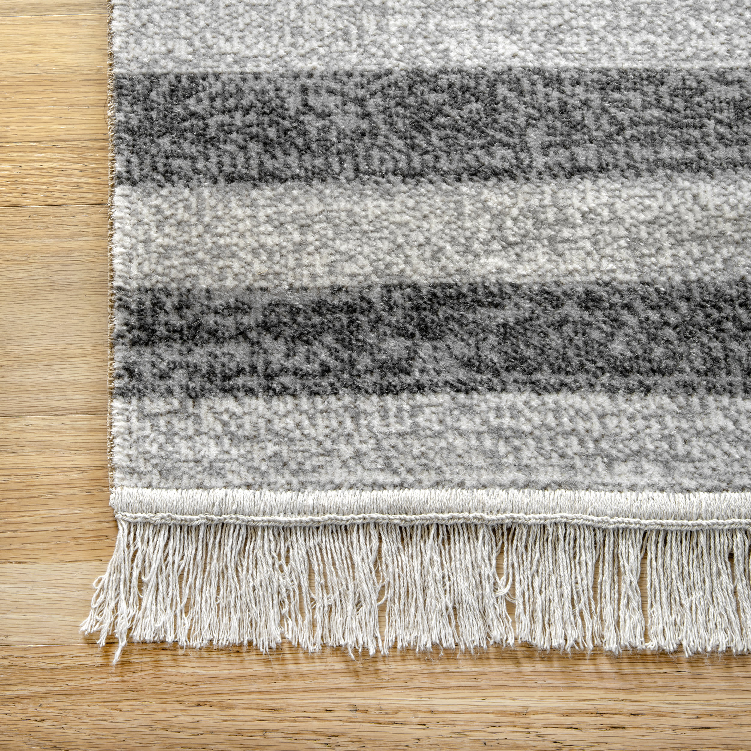 Diamonds and Stripes Fringe Indoor Outdoor Area Rug - Soft Non-Slip Grey Bohemian Decor for Living Room, Bedroom, Patio