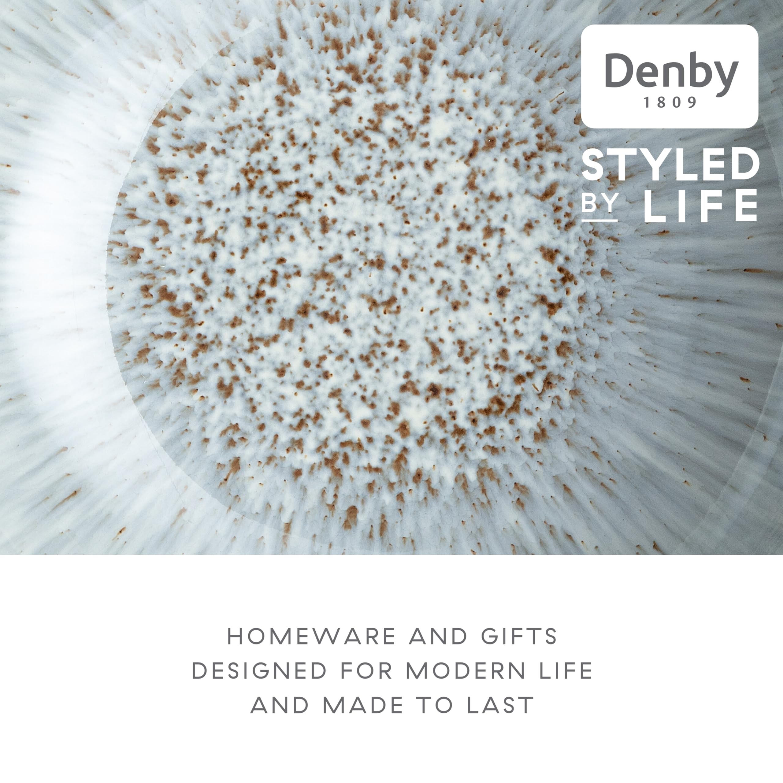 Denby Halo Speckle 12-Piece Ceramic Dinner Set for 4 - Stoneware Tableware (4 Dinner Plates, 4 Medium Plates, 4 Cereal Bowls) - Dishwasher & Microwave Safe - Reactive Glaze Grey - Perfect for Family Dinners, Entertaining Guests & Everyday Use