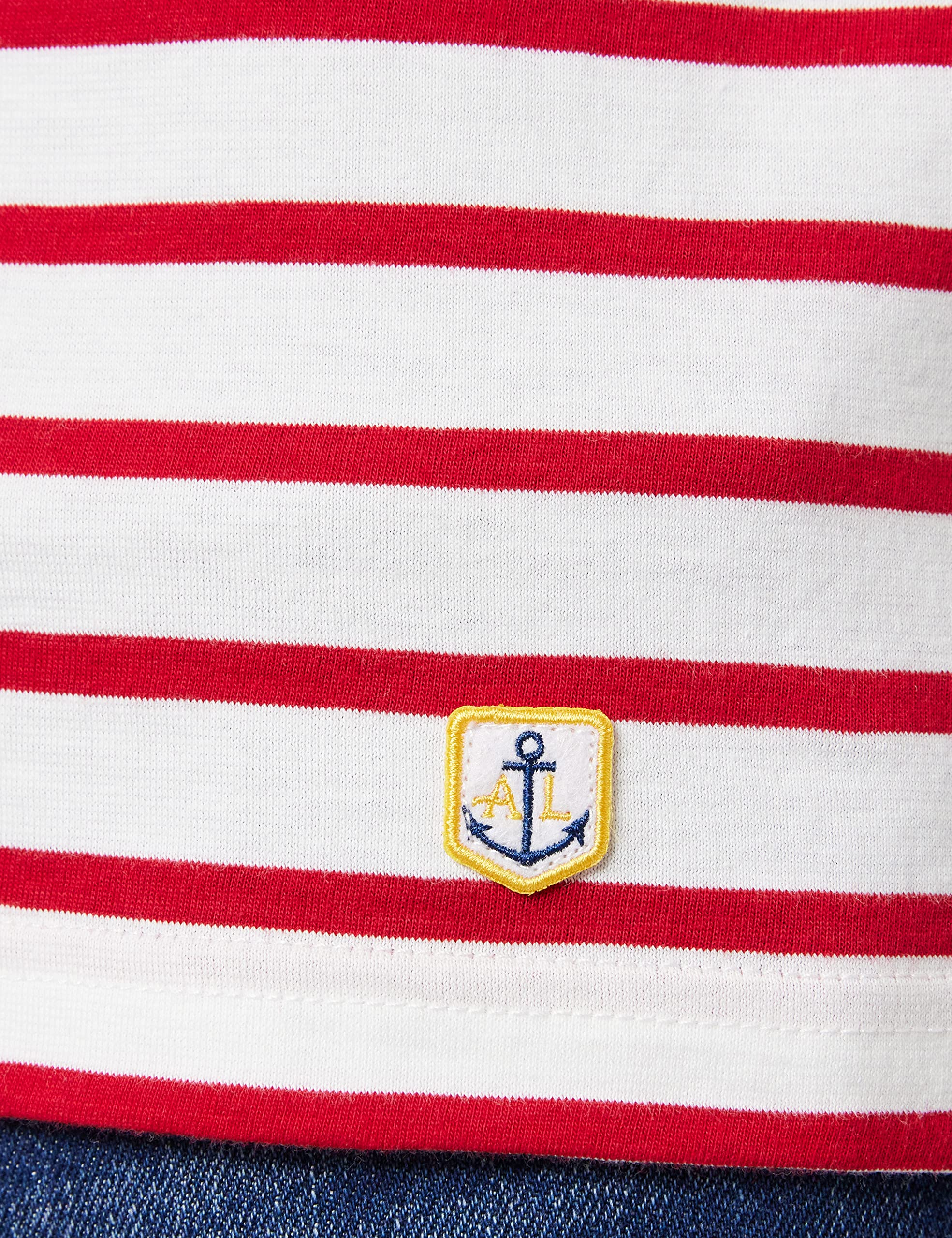 ARMOR LUX Men's Short Sleeve Breton Striped T-Shirt | Classic French Navy Style | White & Dark Red | Size XL | Perfect for Casual Wear, Beach Outings & Summer Fashion