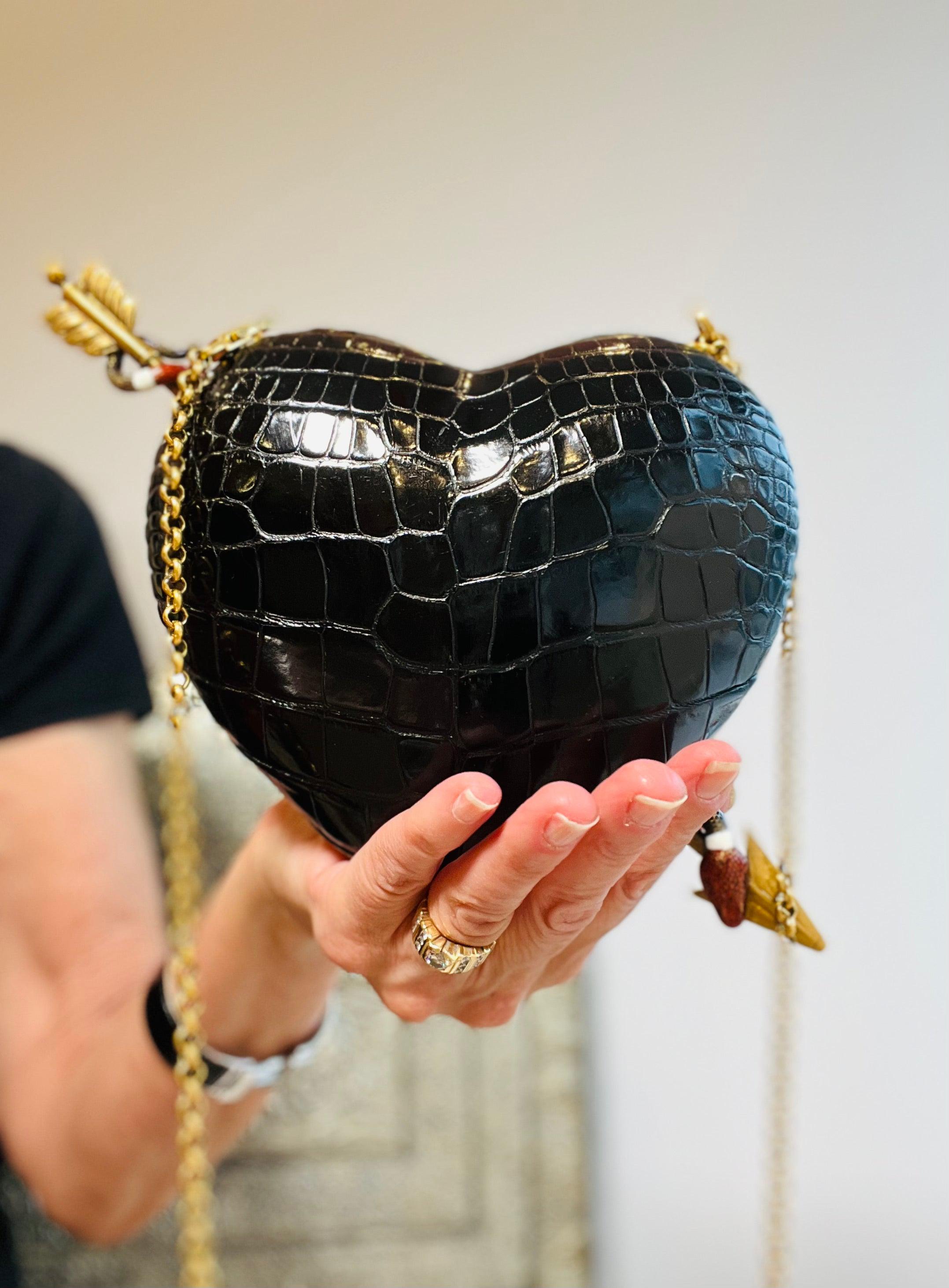 Gucci Limited Edition Heart & Arrow Crocodile Leather Handbag for Women - Luxury Designer Shoulder Bag for Date Night & Special Occasions