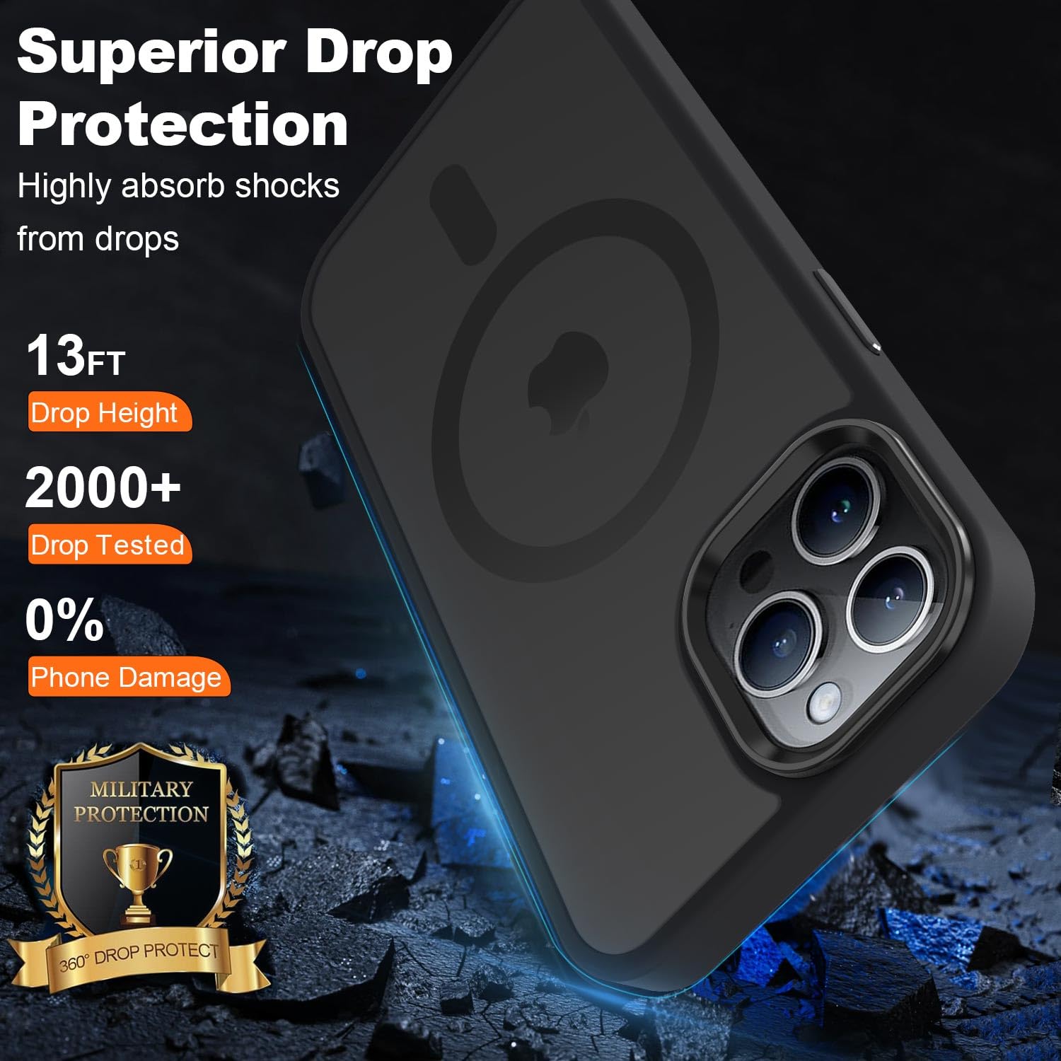 Vooii Magnetic iPhone 12 Pro Max Case - Slim Translucent Matte Cover with Magsafe Compatibility, Aluminum Alloy Buttons, Includes Screen & Camera Protectors (Black) | Perfect for Work, Travel & Everyday Protection