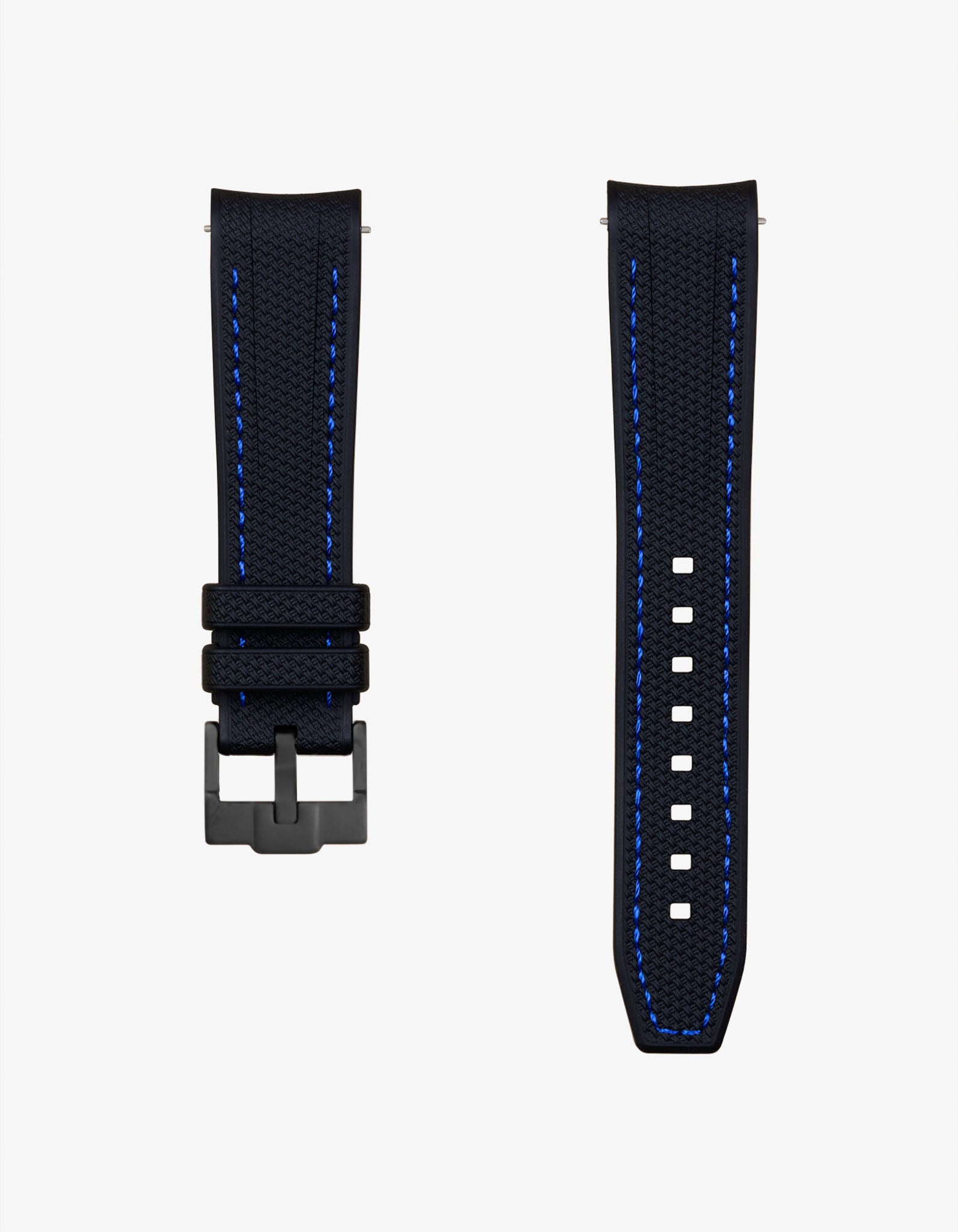 Curved Vertech Rubber Watch Strap - Black with Blue Stitches | Durable Waterproof Replacement Band for Smartwatches & Fitness Trackers | Perfect for Sports, Swimming & Outdoor Activities