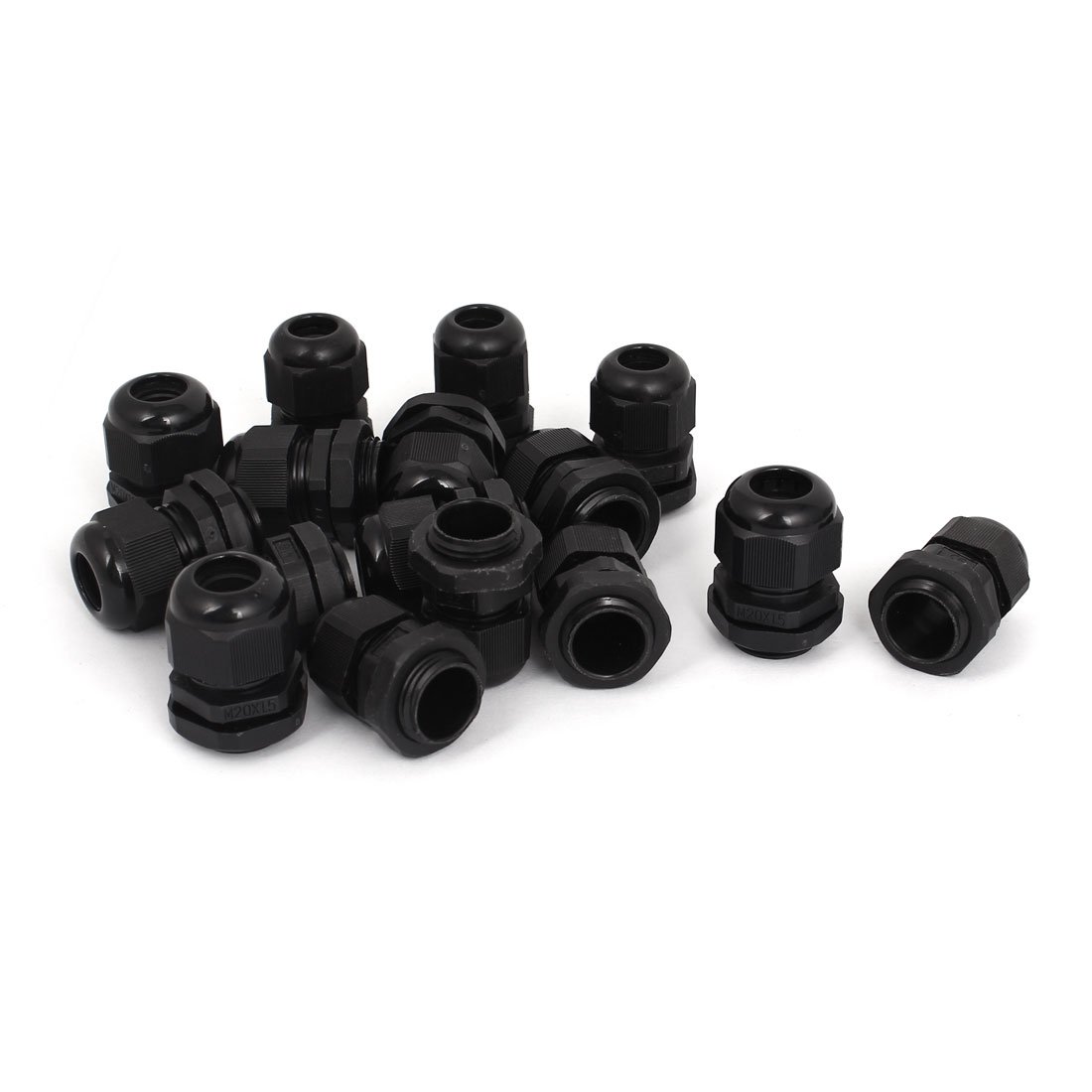 Waterproof M20x1.5 Nylon Cable Gland Kit - 16pcs Black for Outdoor Electrical Wiring