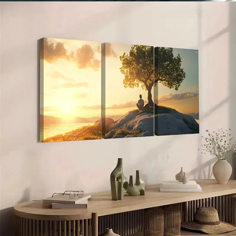 3-Piece Peaceful Sunset Scene Wall Art Set - Framed Canvas 40x60cm - High Quality Print - 100% Australian Made - Ready to Hang - Perfect for Living Room, Bedroom & Office Decor