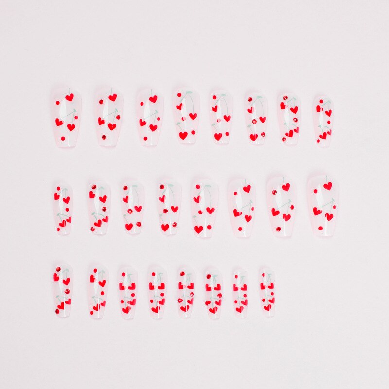 Glossy Pink Press on Nails with Blue Rhinestones - Extra Long Ballet Fake Nails - Detachable False Nails with Glue - Perfect for Parties, Weddings, and Special Occasions