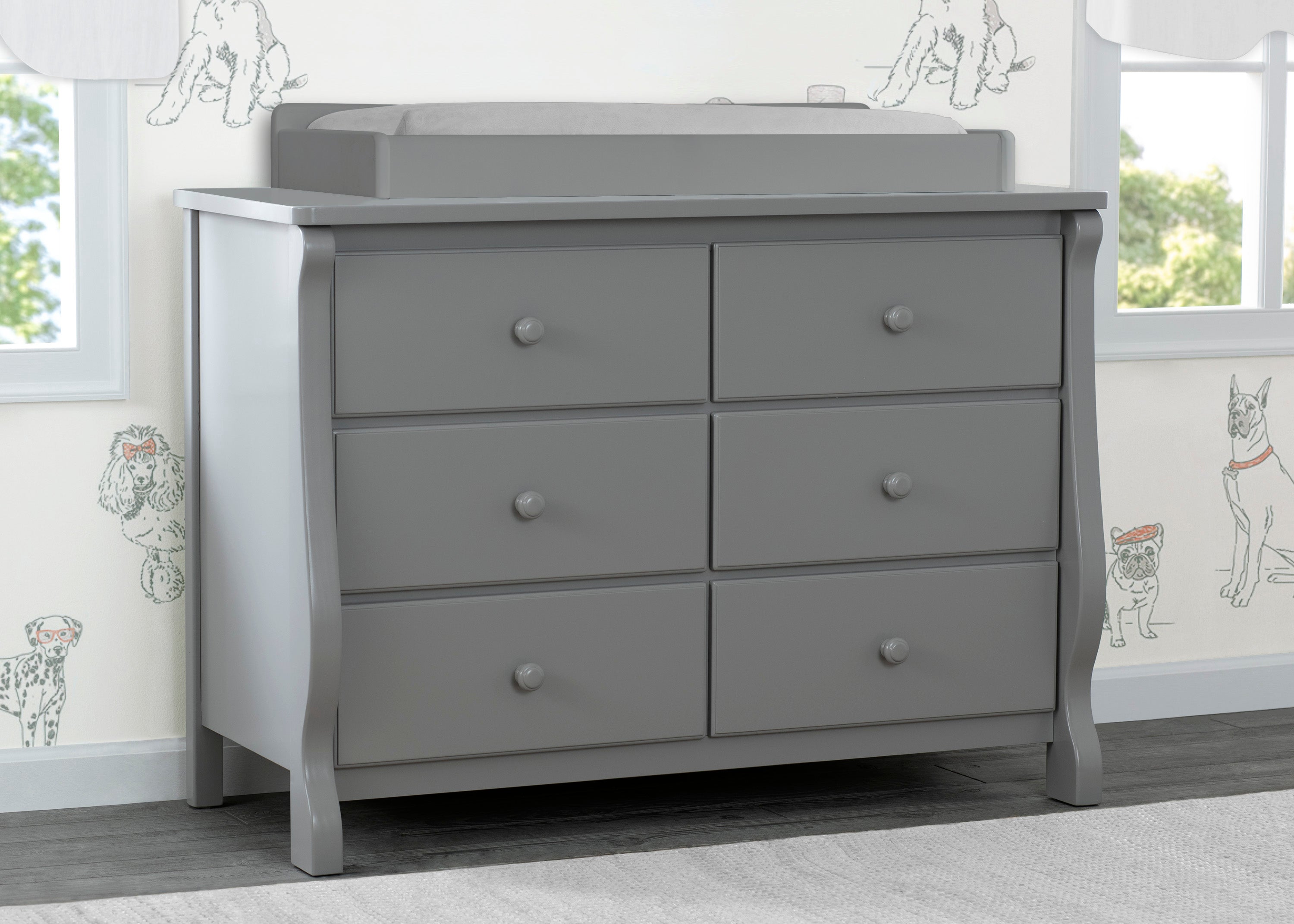 Elegant Canton Eclipse Dresser - Modern Wooden Bedroom Dresser with 6 Drawers, Vintage Style Storage for Bedroom, Living Room, and Office Organization