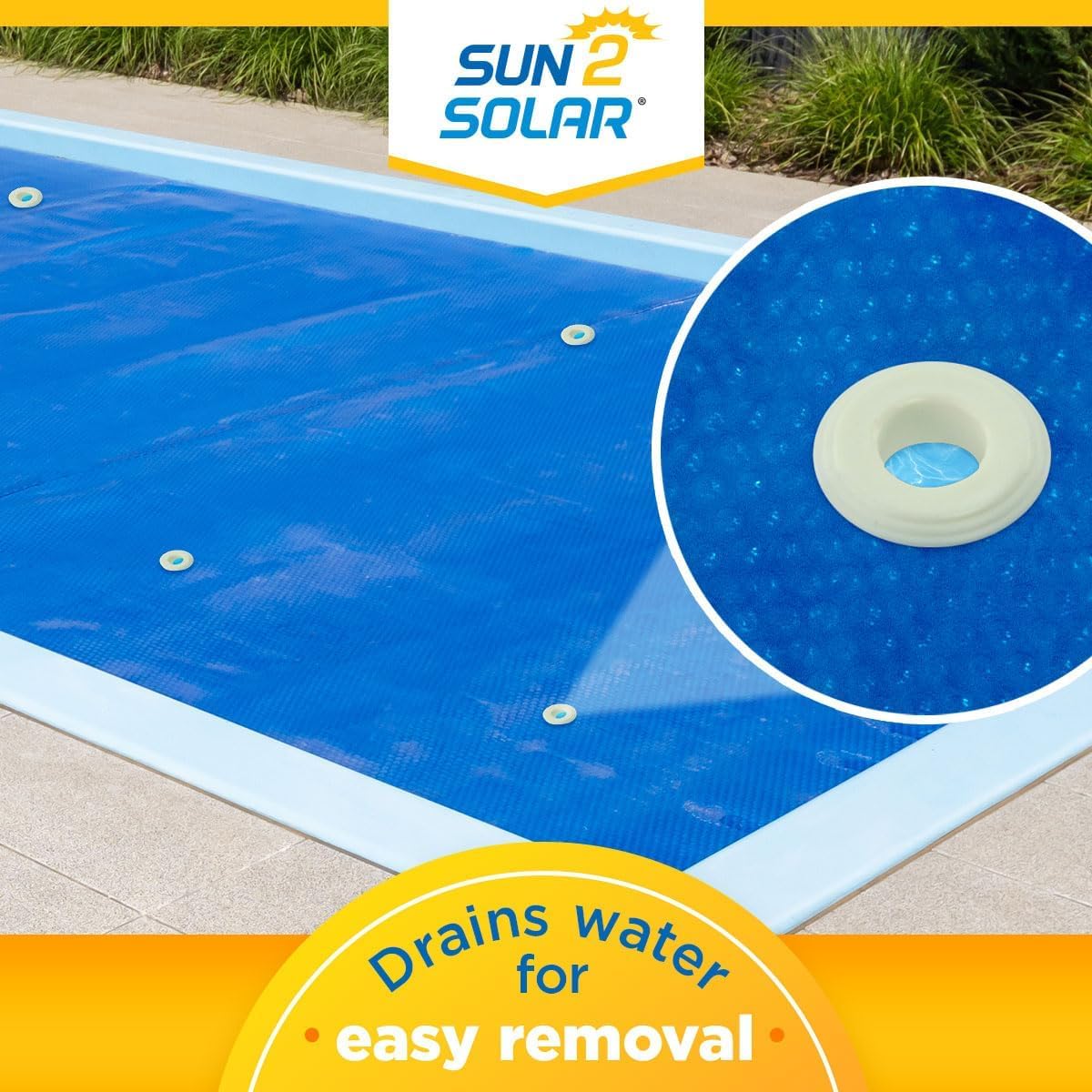 Sun2Solar Blue 15 ft Round Solar Pool Cover | 1600 Series Heat Retaining Thermal Blanket for Inground & Above Ground Pools | Includes 6 Heavy-Duty Grommets | Perfect for Extending Swimming Season & Reducing Heat Loss