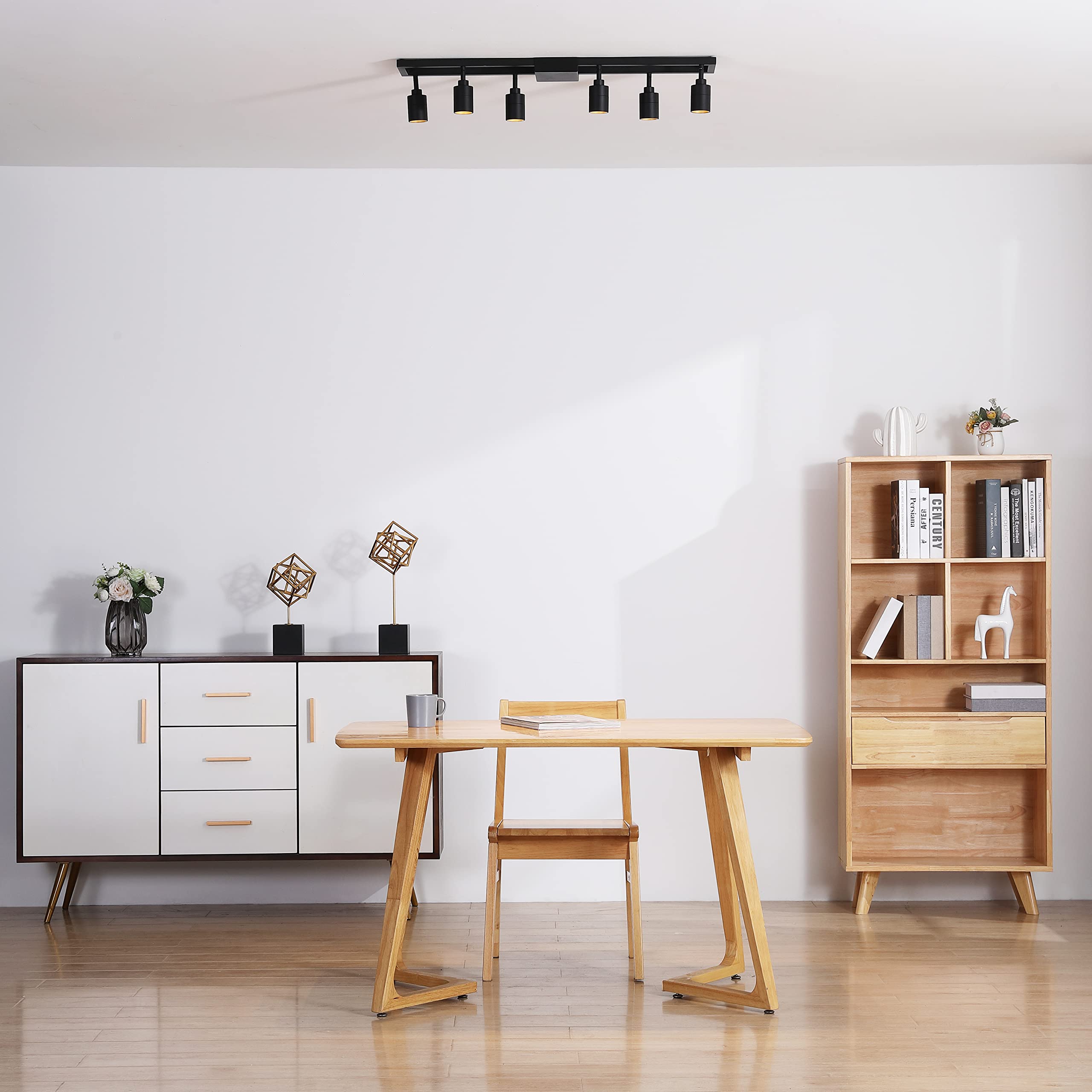 Shura 6-Light Black LED Ceiling Light with Rotatable Heads - 3000K Warm White, 2730 Lumens, Adjustable Flush Mount Lighting Fixture for Living Room, Bedroom, Kitchen & Office