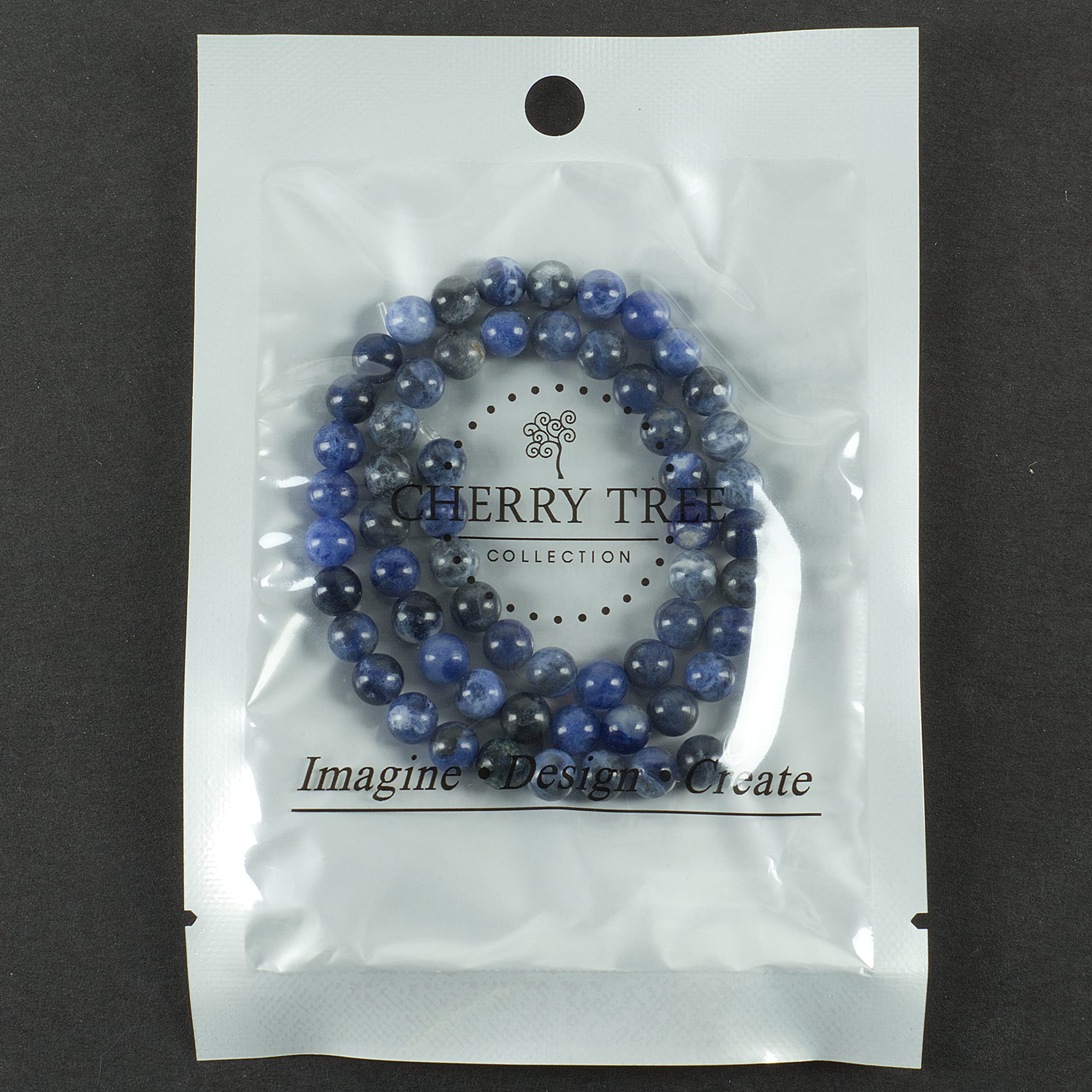 Premium 6mm Sodalite Gemstone Round Beads for Jewelry Making - 1 Strand (60 PCS) | Natural Blue Healing Stone Beads for Bracelets, Necklaces & DIY Crafts | Cherry Tree Collection