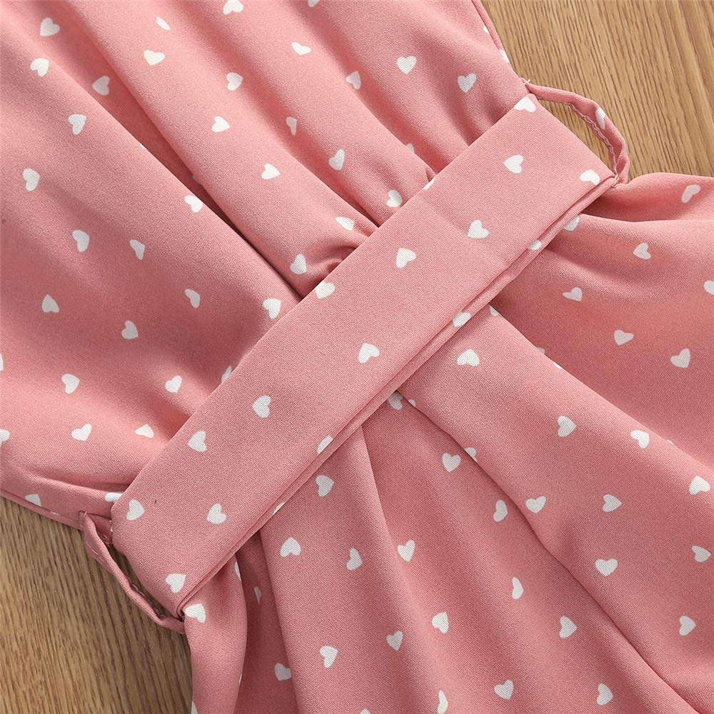 Toddler Baby Girl Heart Print Suspender Romper Jumpsuit - Cute Summer Outfit for Holidays & Playdates - Perfect for Birthday Parties, Beach Trips & Family Photos