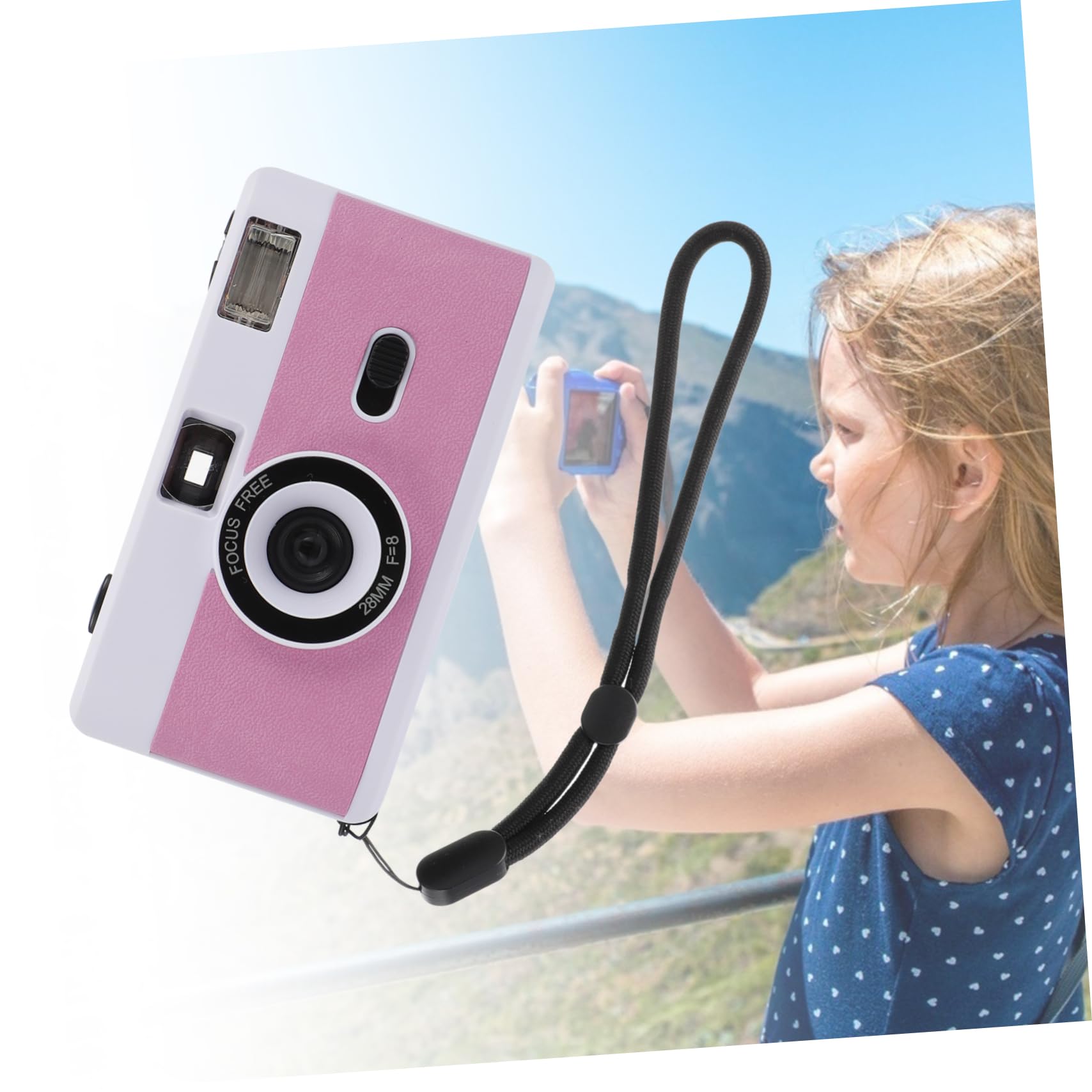 Jojofuny 7-Piece Retro Film Camera Set - Reusable Plastic Vintage Travel Camera with Mini Flash | ABS White Macaron Design | Perfect for Travel Photography, Parties & Vintage-Themed Events