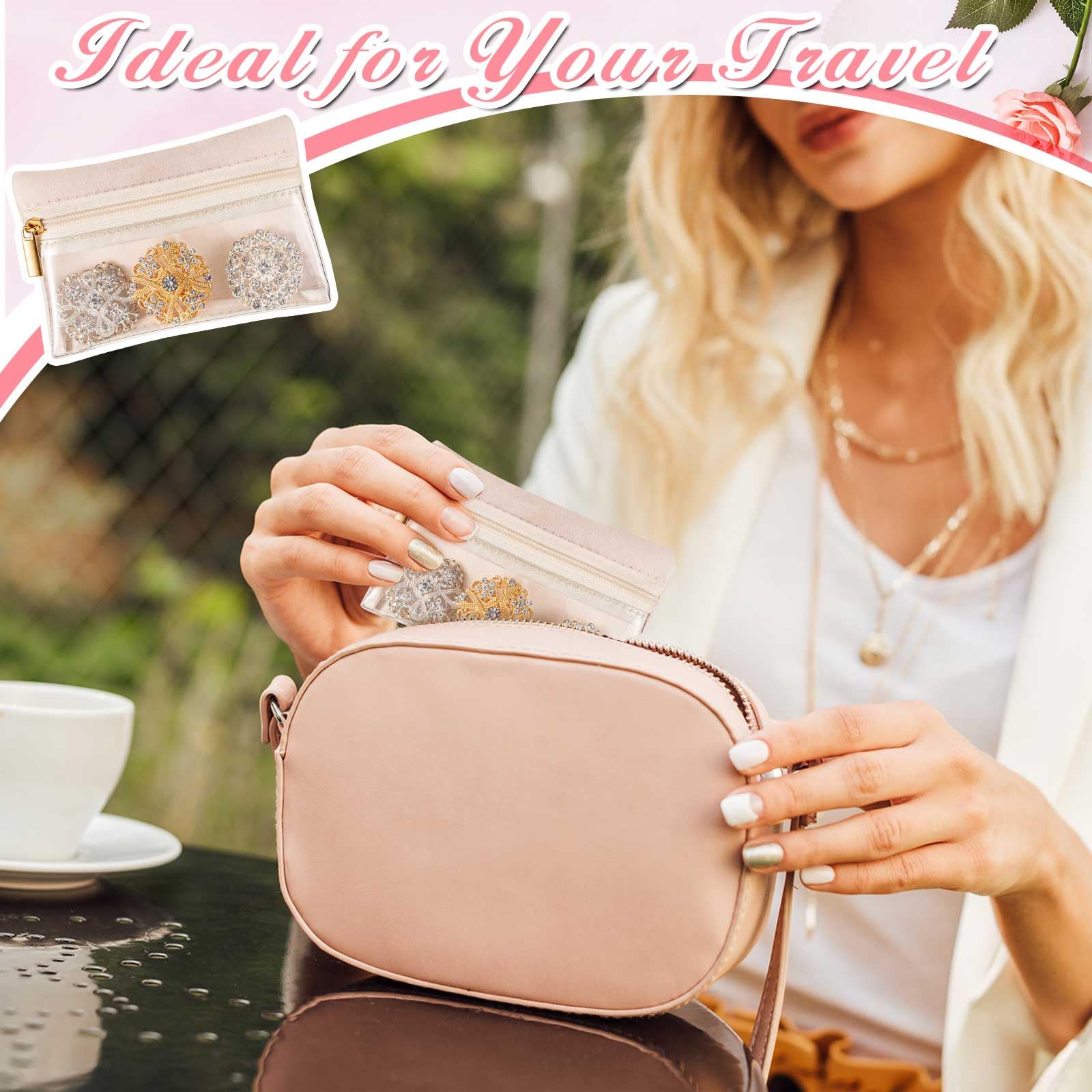 Uiifan Travel Jewelry Organizer - Flannel Jewelry Storage Bag with Zipper Pockets for Women | Portable Jewelry Case for Necklaces, Rings & Earrings | Perfect for Travel, Gift Giving & Daily Organization