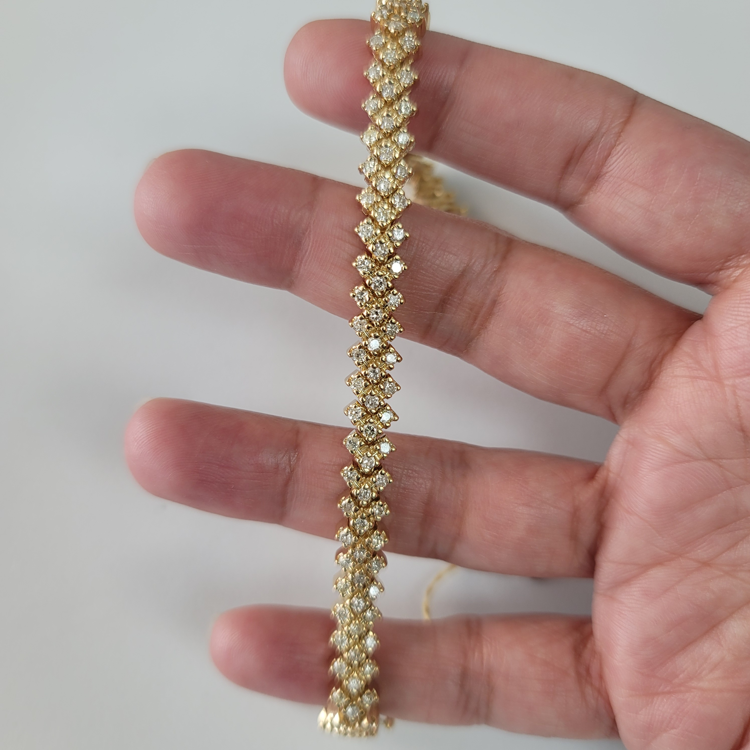 4.25cttw Diamond Tennis Bracelet in 14k Yellow Gold - Basketweave Design for Women, Perfect for Weddings, Anniversaries & Special Occasions