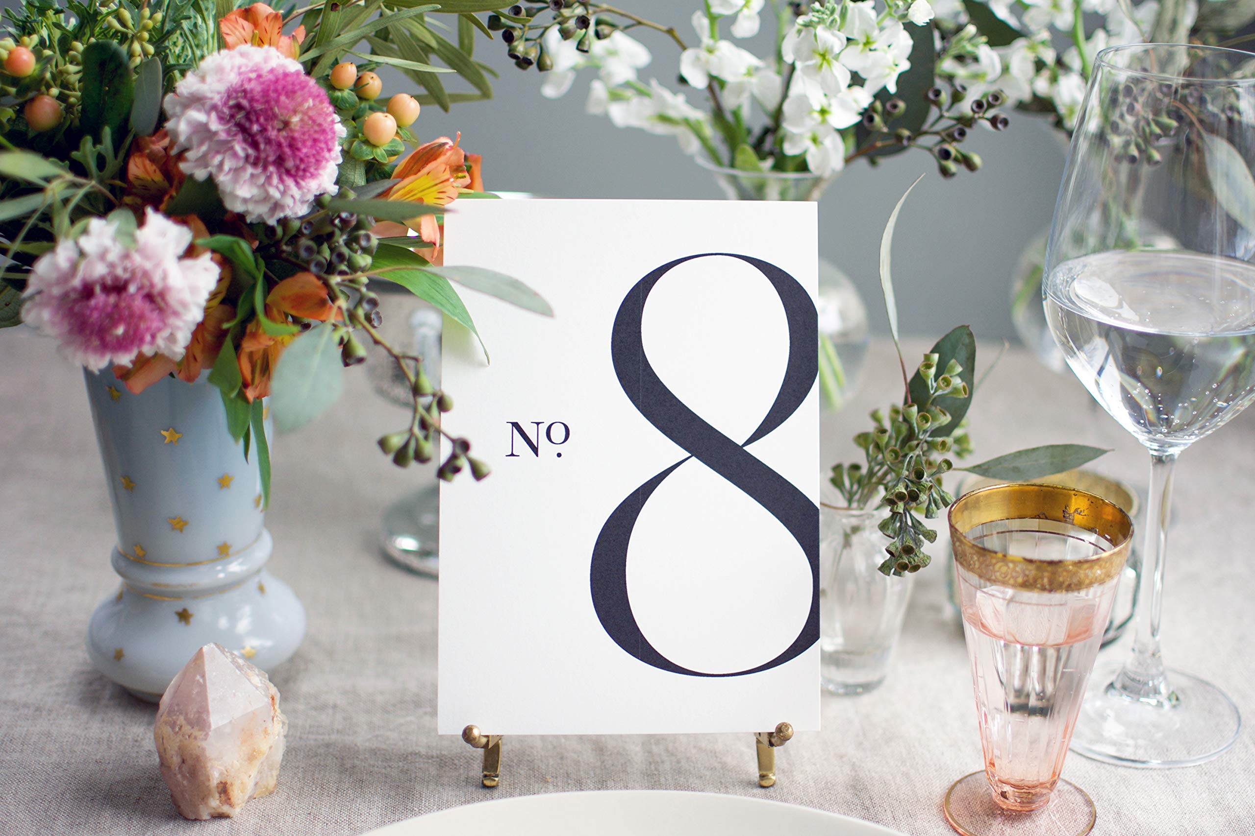 Modern Table Numbers 1-25 - Double Sided 4x6 Wedding Reception Decor - Black Matte Ink Anniversary & Birthday Party Supplies - Perfect for Weddings, Anniversaries, Birthdays & Special Events