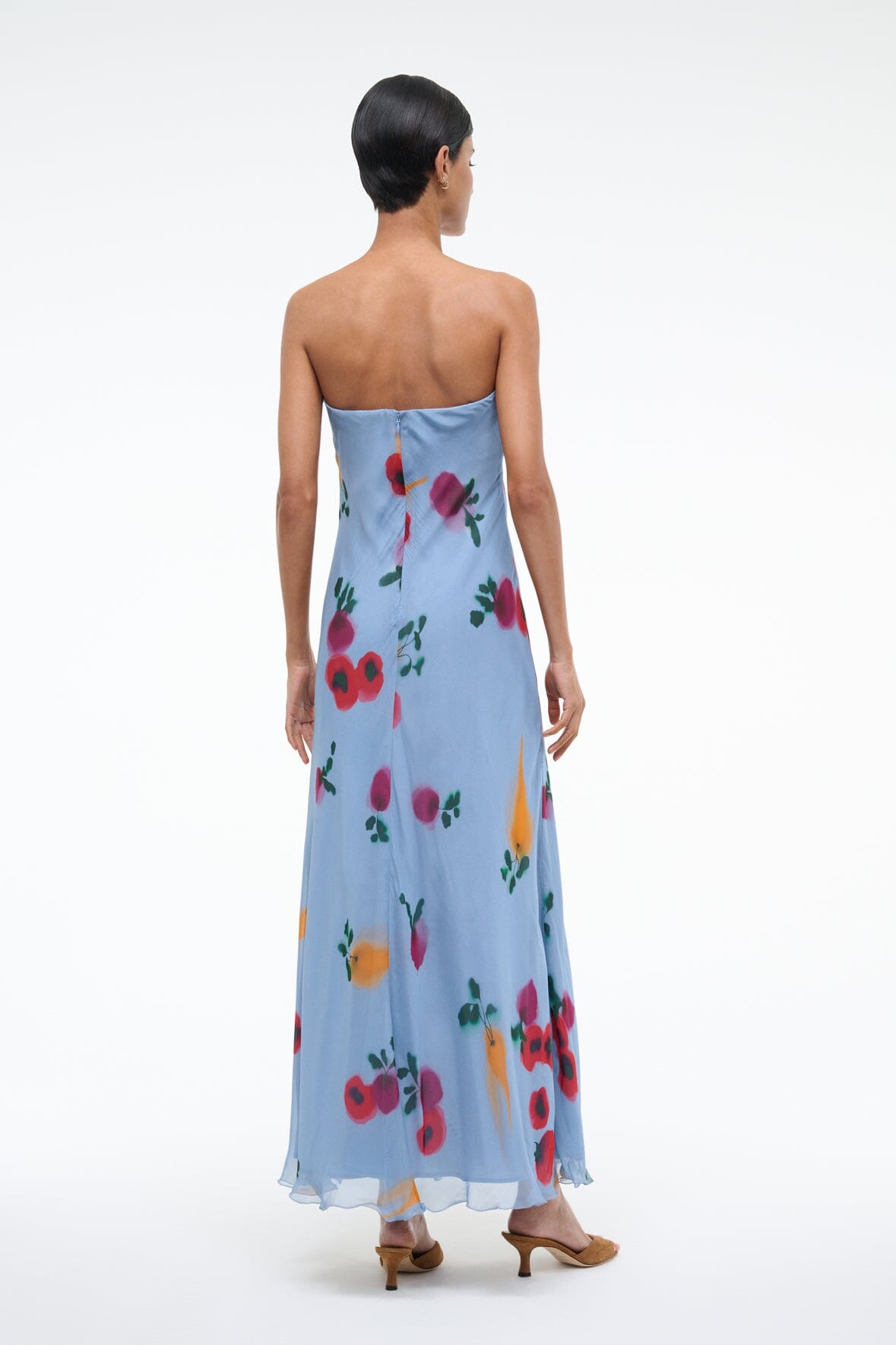 Cassie Dress - Women's Flowy Slate Blue Farmers Market Dress for Casual Outings & Summer Events