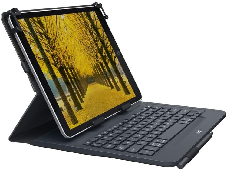 Logitech Universal Folio with Bluetooth 3.0 Keyboard - Compatible with 9-10 inch Apple iPad, Android & Windows Tablets (Black) | Perfect for Work, Travel & Home Office Use