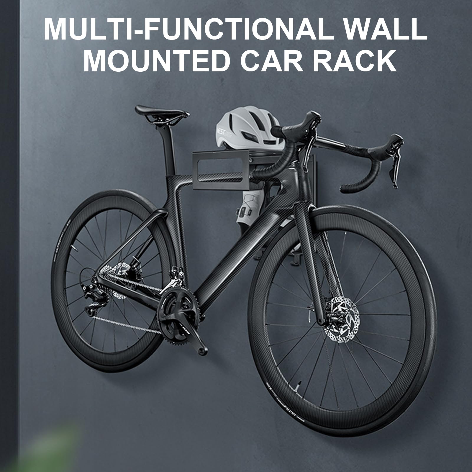MLWSKERTY Horizontal Indoor Bike Rack - Wall Mounted Bicycle Storage with Shelf & Hooks - Space Saving Garage/Home Organization - Perfect for Apartments, Basements & Small Spaces