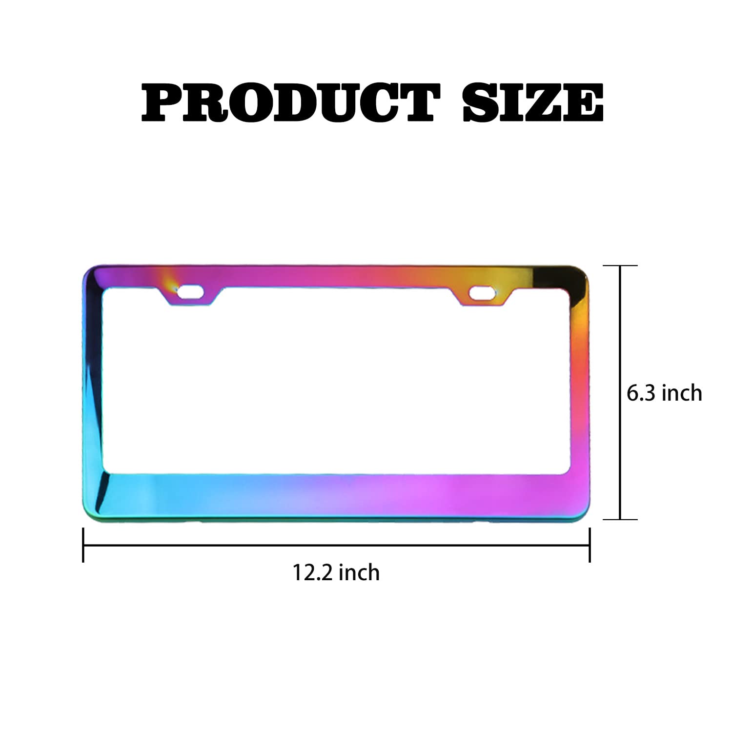 1 PC Slim Chrome Chameleon Design Car License Plate Frame - SUV/Truck License Plate Cover Holder (12.2In x 6.3In, Multicolored) - Durable & Stylish Auto Accessory for Cars, Trucks, SUVs - Perfect for Customization & Vehicle Protection
