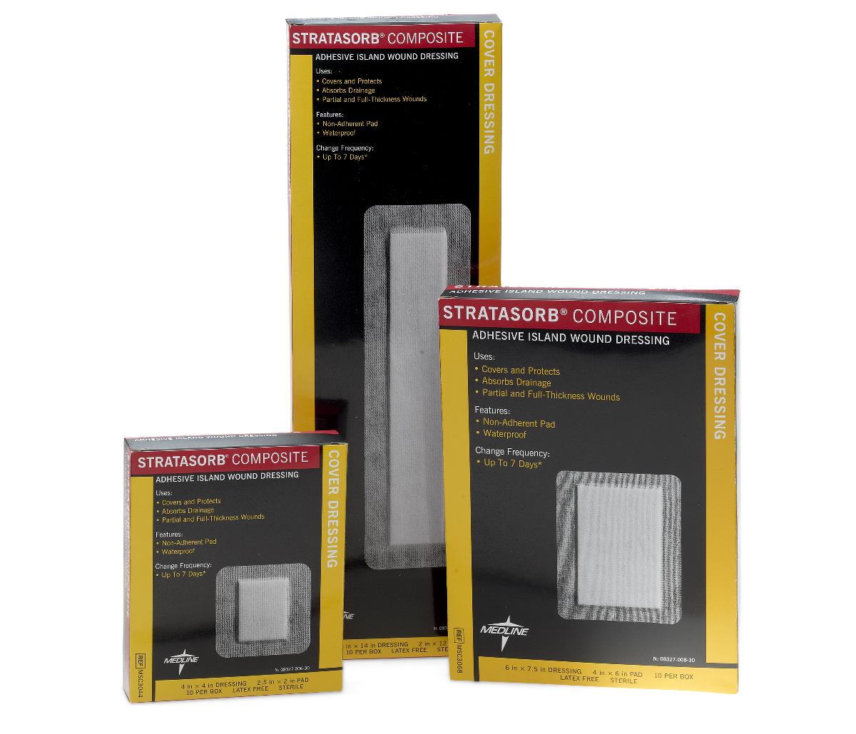 Stratasorb Composite Island Dressing - Sterile Wound Care Pads for Burns, Cuts & Surgical Wounds | Various Sizes (2x2, 4x4, 8x10 Inches) | First Aid & Medical Supplies for Home, Hospital & Emergency Kits