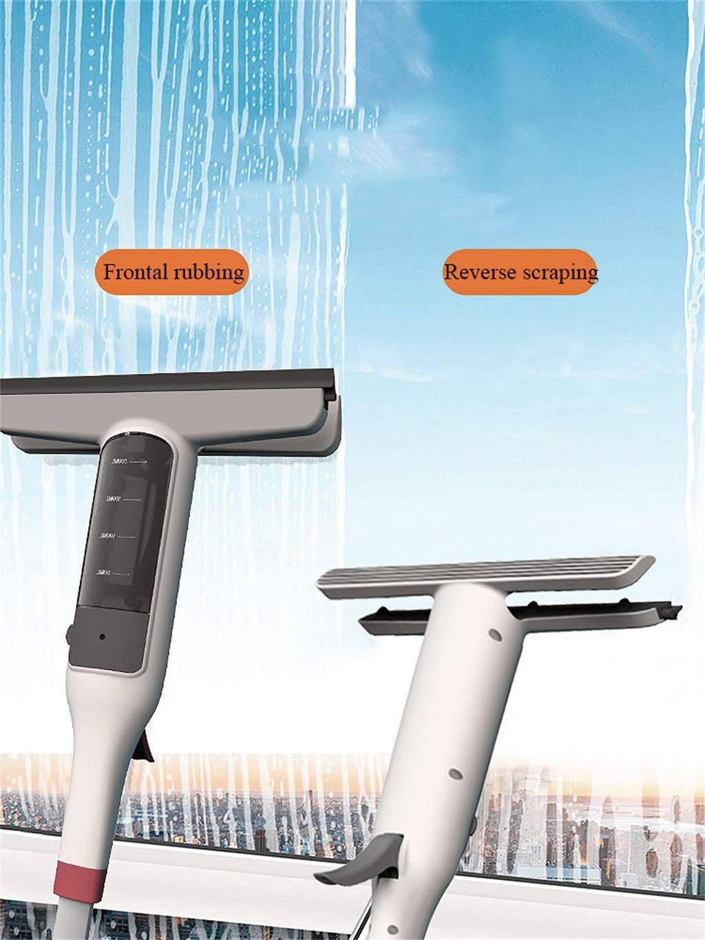 Premium Shower Squeegee with Microfiber Scrubber & Rubber Wiper Blades - Adjustable Extendable Handle for Bathroom, Kitchen, Car Windows - Glass Cleaner & Yarn Window Brush (D-Glass Brush + Yarn Window Brush) - Perfect for Streak-Free Cleaning on Tiles, Mirrors & Shower Doors