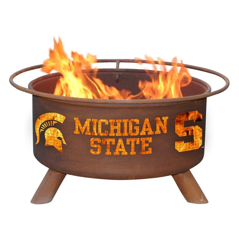 31-Inch Patina College Fire Pit with Grill & Free Cover - Perfect for Backyard Camping, Tailgating & Outdoor Gatherings