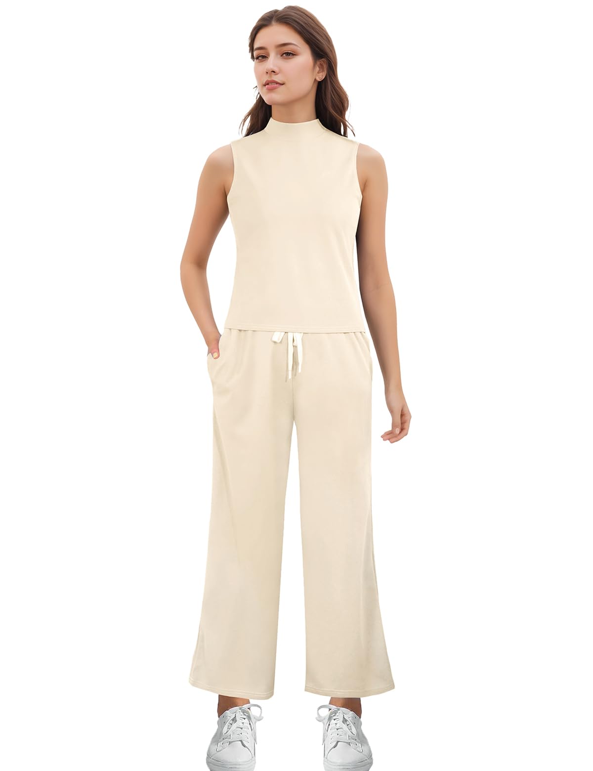 MZROCR Women's Summer Two Piece Outfits - Sleeveless Lounge Sets & Wide Leg Tracksuits for Casual Wear, Travel, and Home Relaxation