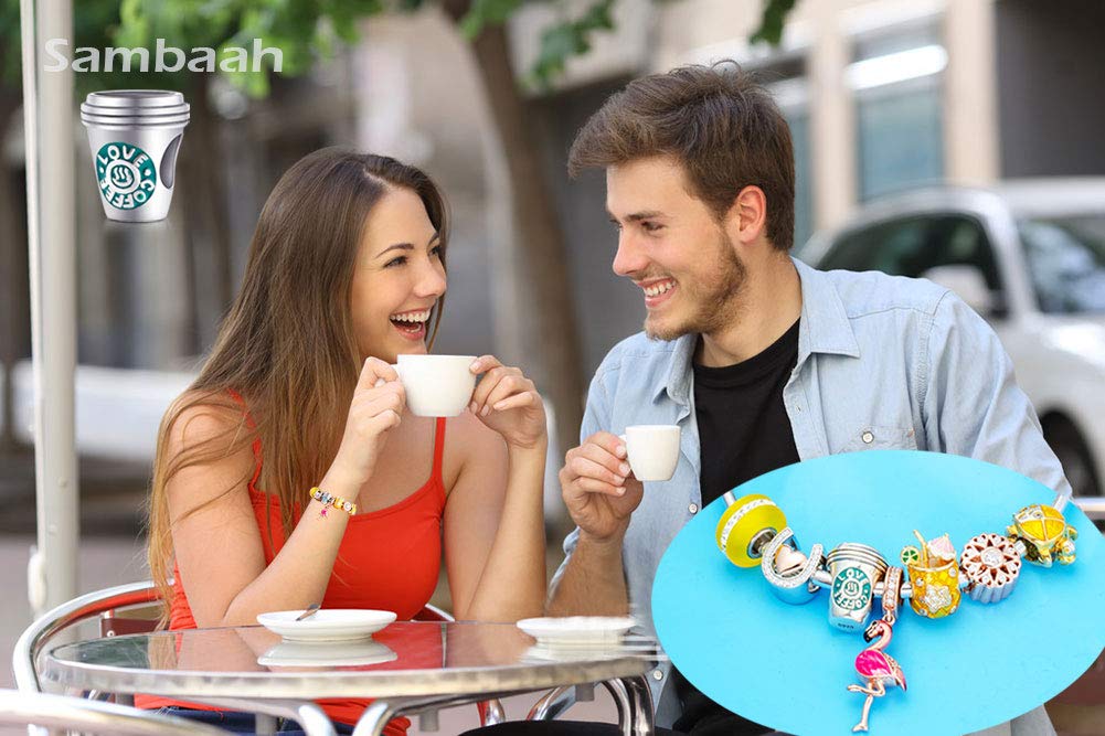 Sterling Silver Coffee Cup Charm - I Love Coffee Mug Charm Bracelet Bead for Women & Men - Perfect Gift for Coffee Lovers - Great for Bracelets, Necklaces & DIY Jewelry Making