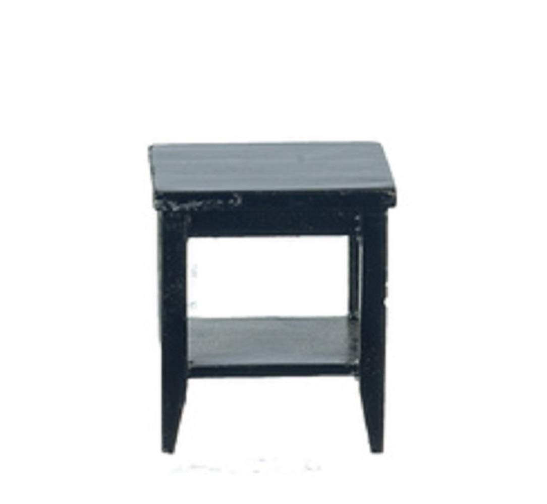 Vintage Black Dollhouse Side Table with Shelf - Modern Living Room Furniture for Home Decor, Coffee Table, Bedroom Nightstand