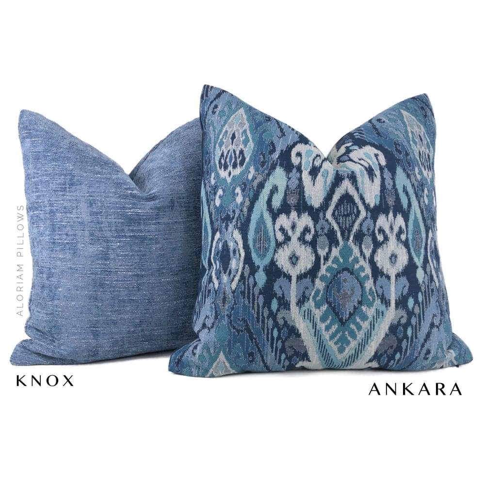 Ankara Blue Green Ikat Pillow Cover - Decorative Throw Pillow Case for Sofa, Bed, Couch - Boho Home Decor Accent for Living Room, Bedroom