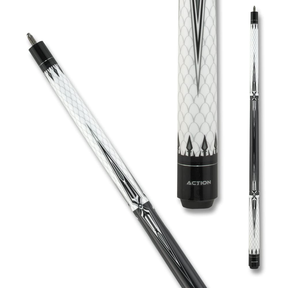 Premium Black & White Billiards Pool Cue Stick with Crown Points - Professional Tournament & Home Game Accessory for Players & Collectors
