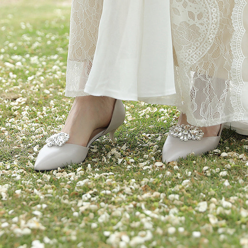 1 Pair Oval Rhinestone Detachable Wedding Shoe Buckles - Elegant Bridal Accessories for Wedding, Prom & Special Occasions