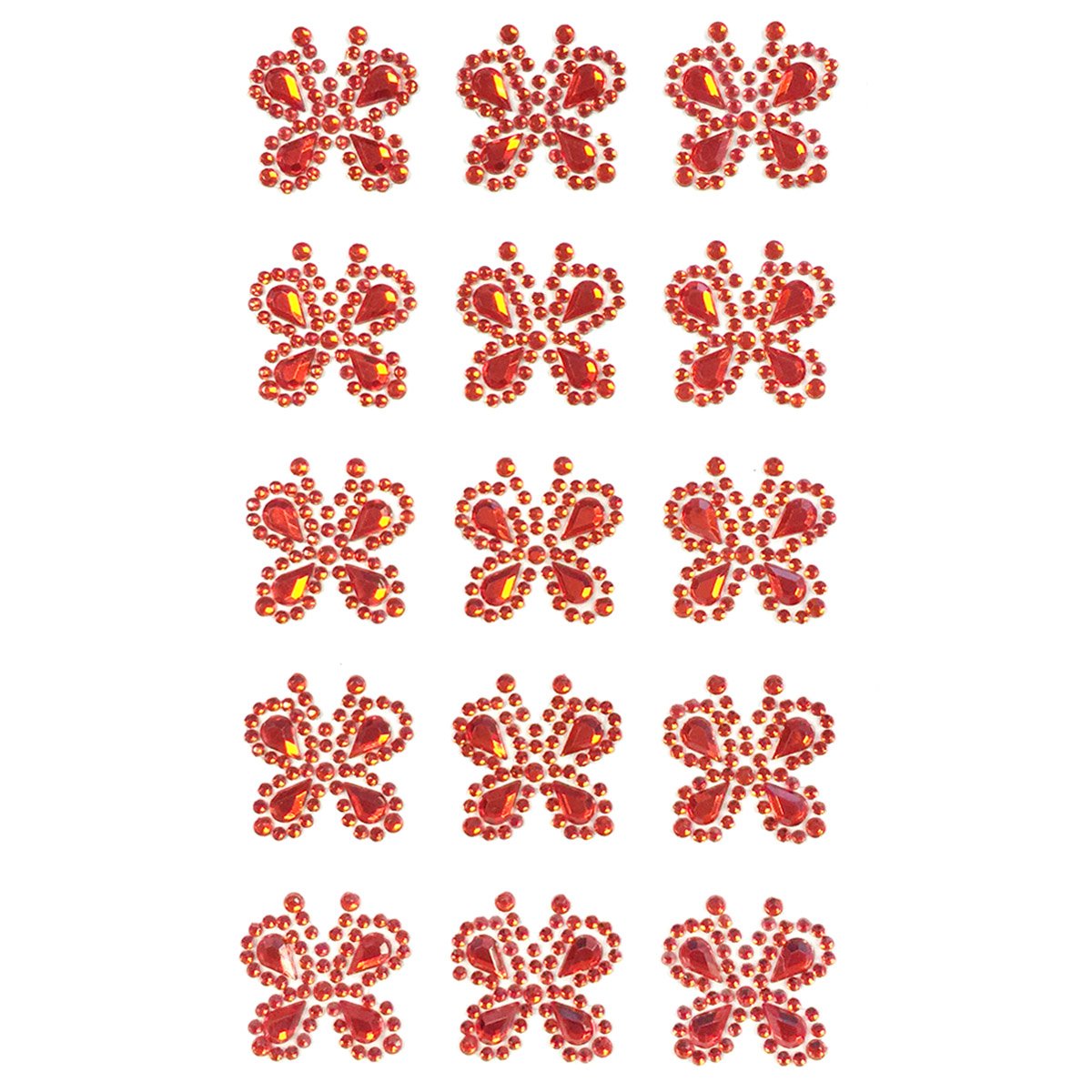 Wrapables Butterfly Crystal Adhesive Rhinestones Gems - Red DIY Craft Gems for Nail Art, Phone Cases, Scrapbooking & Home Decor