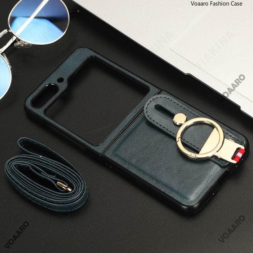 Samsung Galaxy Z Flip 5 Case with Metal Ring & Wrist Strap - Protective Phone Cover for Women & Men | Perfect for Gym, Travel & Everyday Use