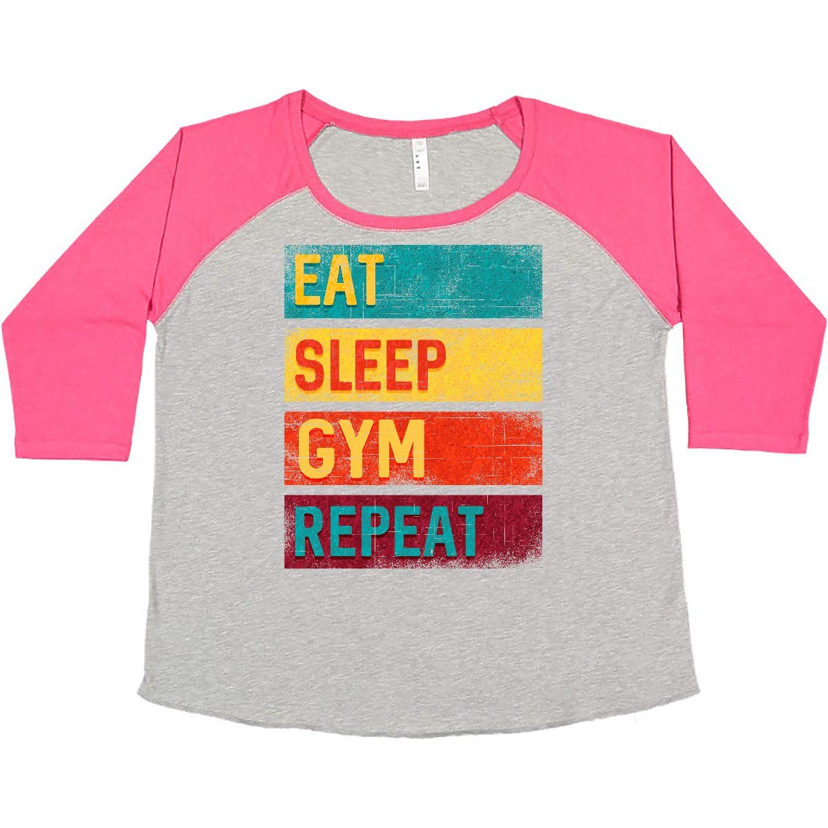 Eat Sleep Gym Repeat Women's Plus Size Fitness T-Shirt - Comfortable Workout & Casual Wear for Gym Enthusiasts