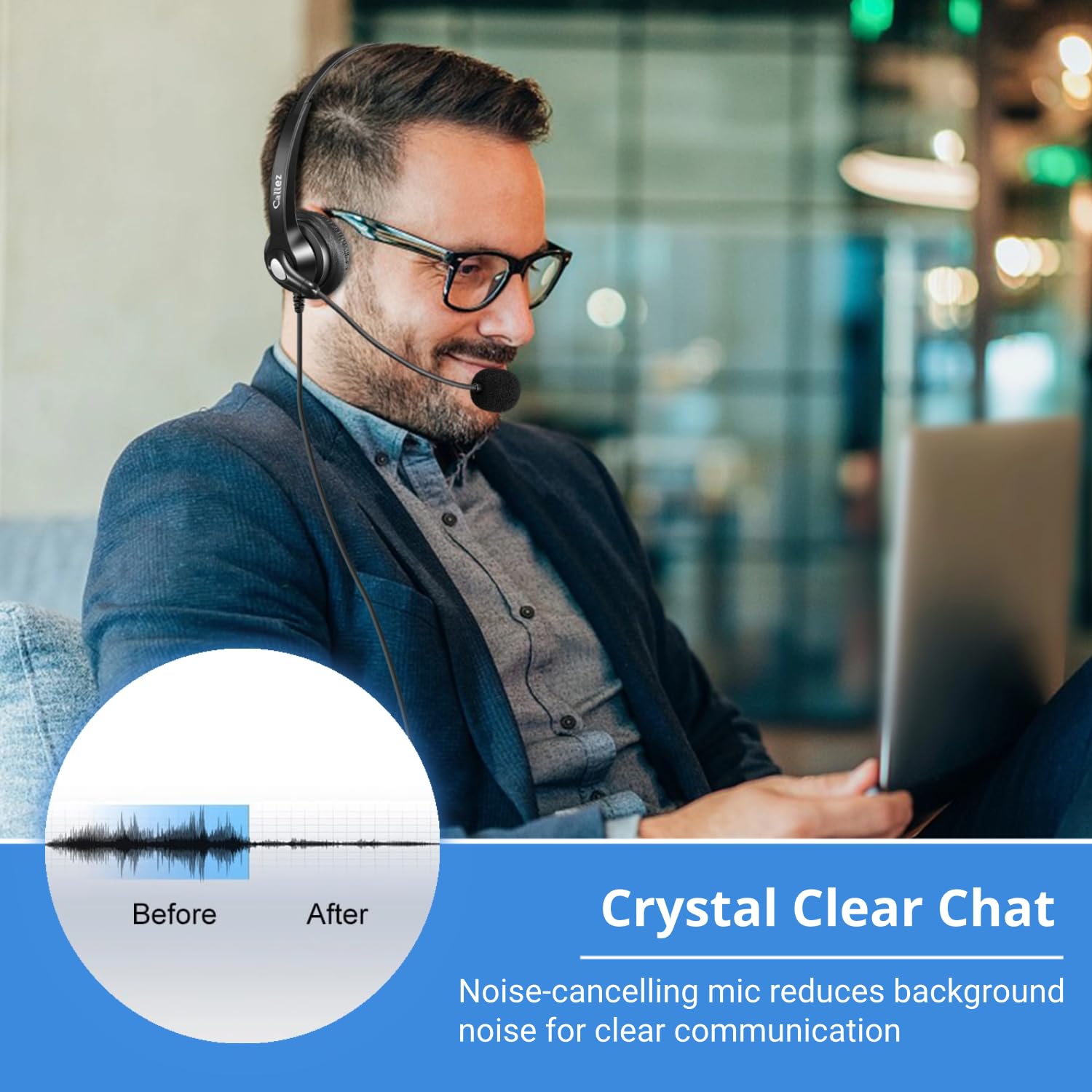 Noise Cancelling RJ9 Phone Headset with Microphone - Compatible with Cisco IP Phones 7940/7942/7945/7960/7962/7965/7821/7841/8811/8841/8845/8851 & Plantronics M10/M12/M22 - Perfect for Office Calls, Customer Service & Remote Work