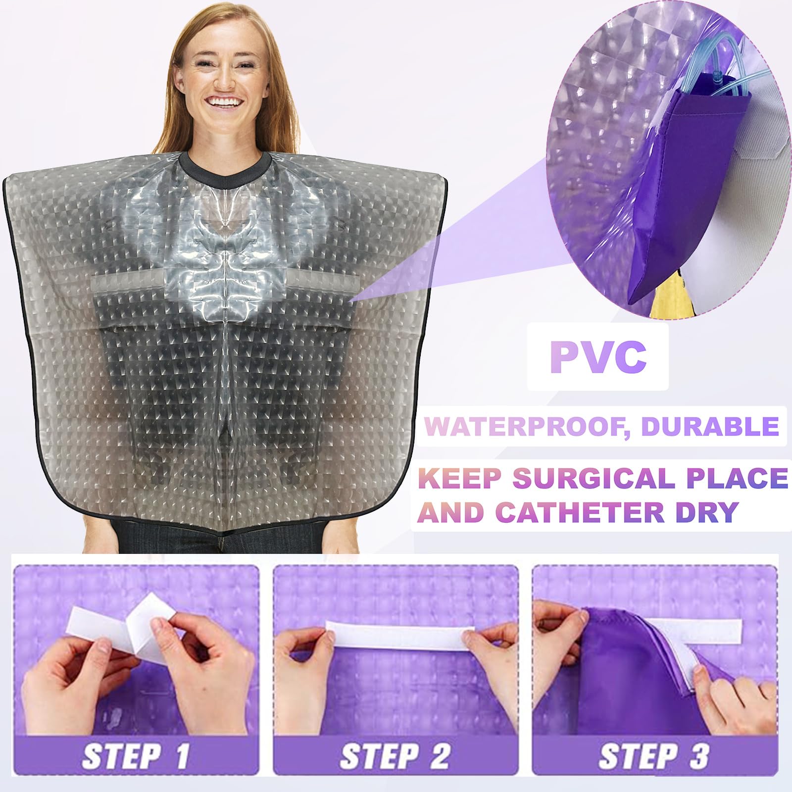 Waterproof Post-Surgery Shower Cape for Mastectomy & Chest Surgery - Shoulder Protection, Water-Resistant Recovery Garment - Ideal for Post-Op Care & Comfortable Bathing